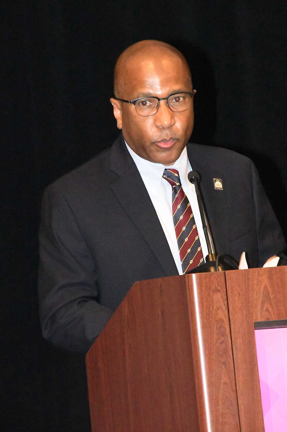 Past Delaware State University President Harry L. Williams spoke at the event as the CEO of the Thurgood Marshal College Fund. 