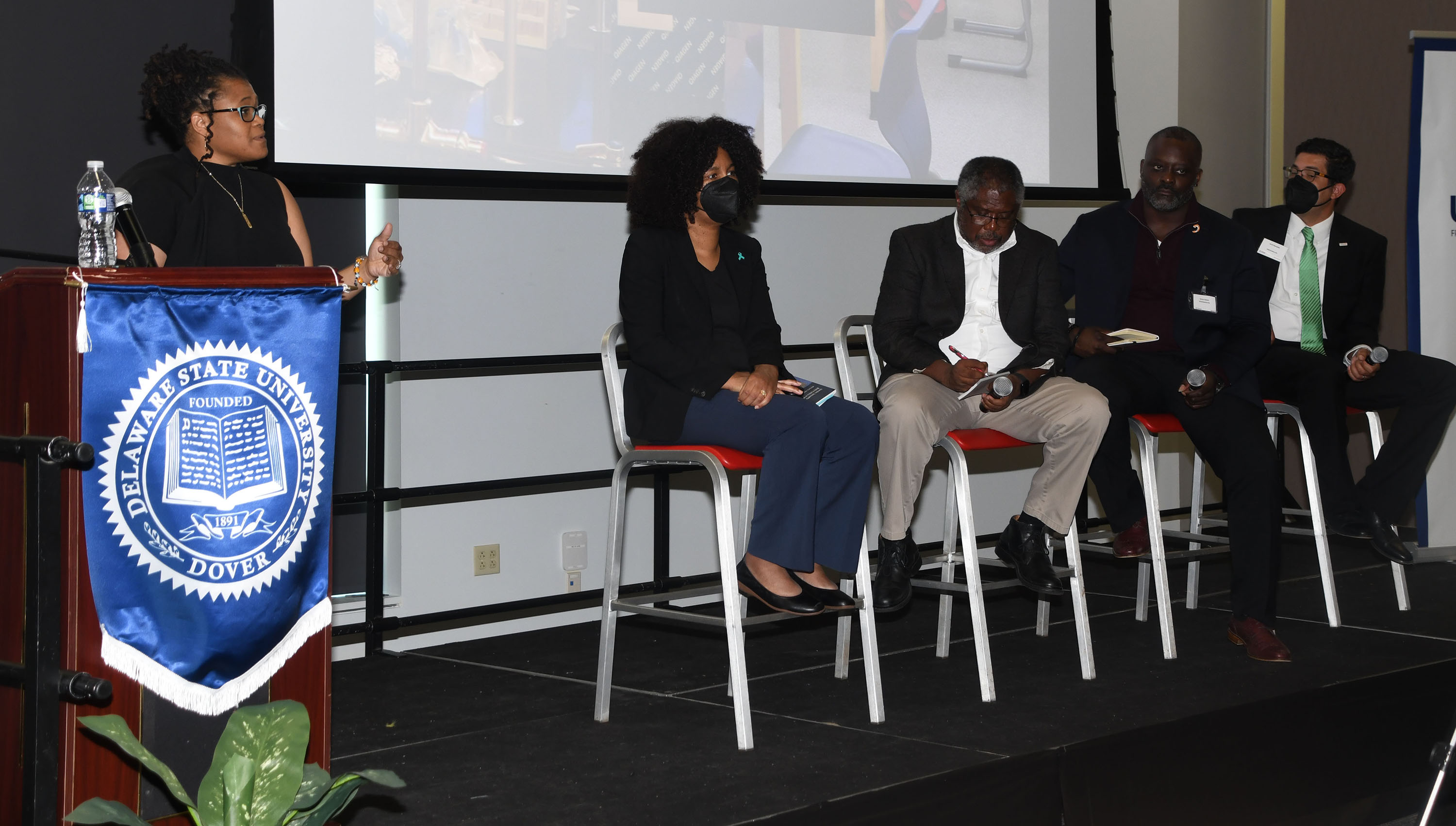 Dr. Kimberly Milligan (far left) talks about the Water Analysis Lab at Delaware State University.