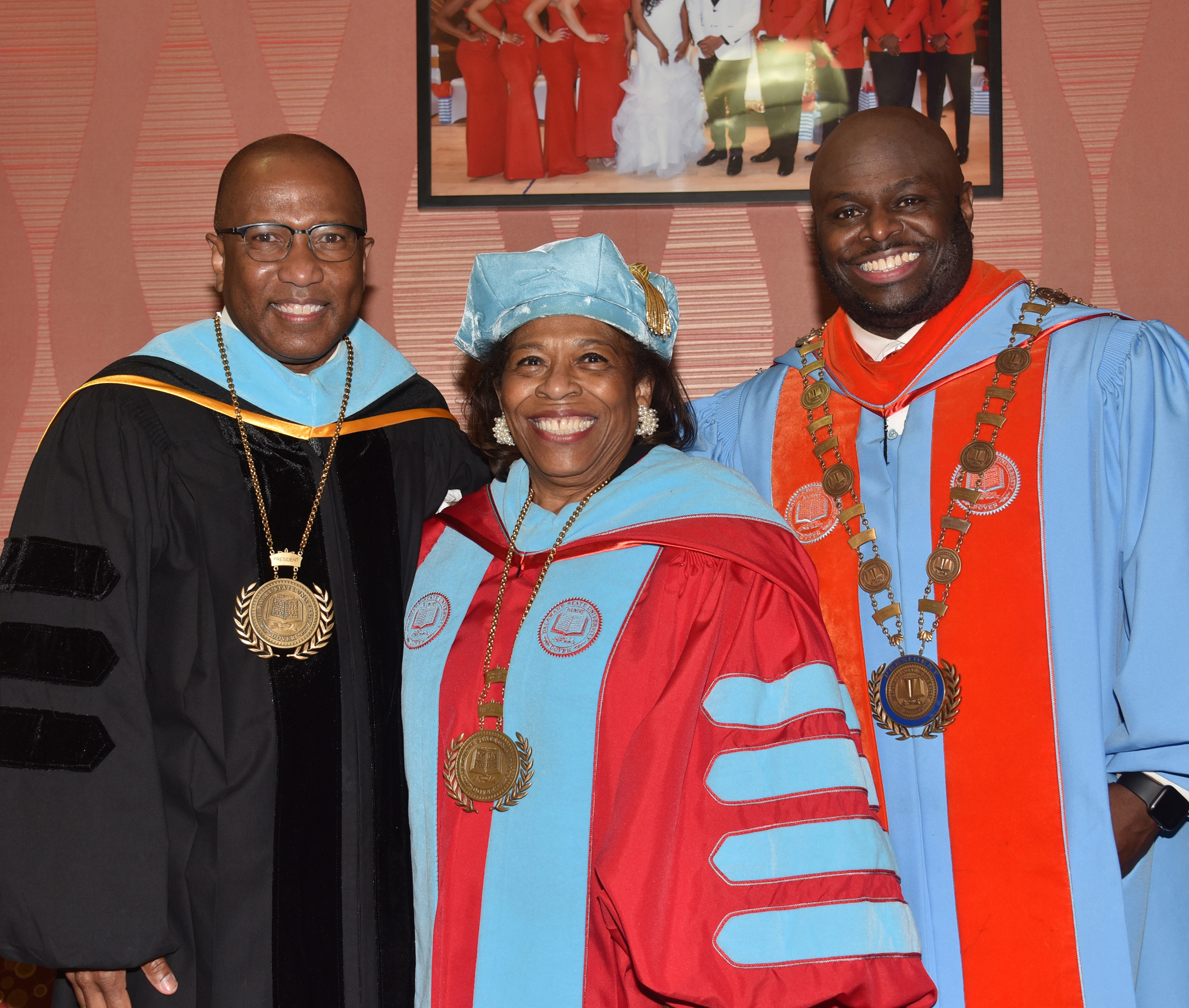 Three DSU president -- Dr. Harry L. Williams, Dr. Wilma Mishoe and Dr. Tony Allen were reunited during the May 8 Commencements.