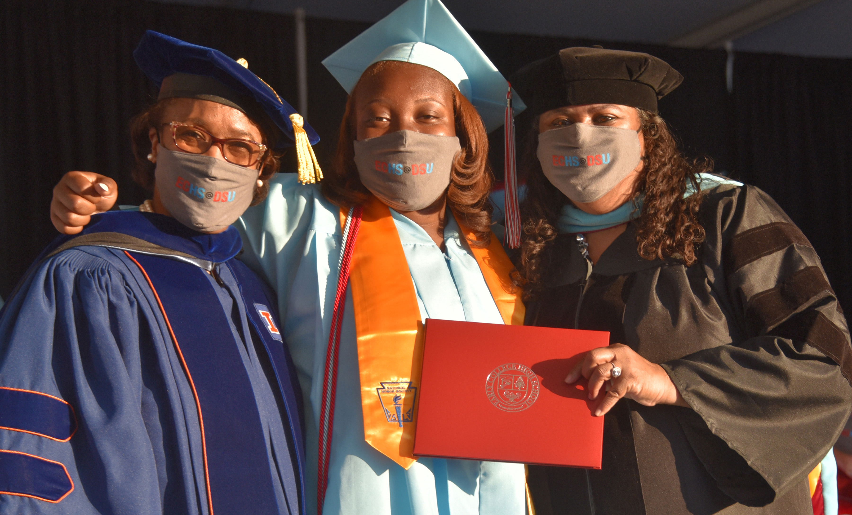 (L-r)Dr. Marsha Horton with her daughter Jasmine Horton, senior class president, and Dr. Evelyn Edney.