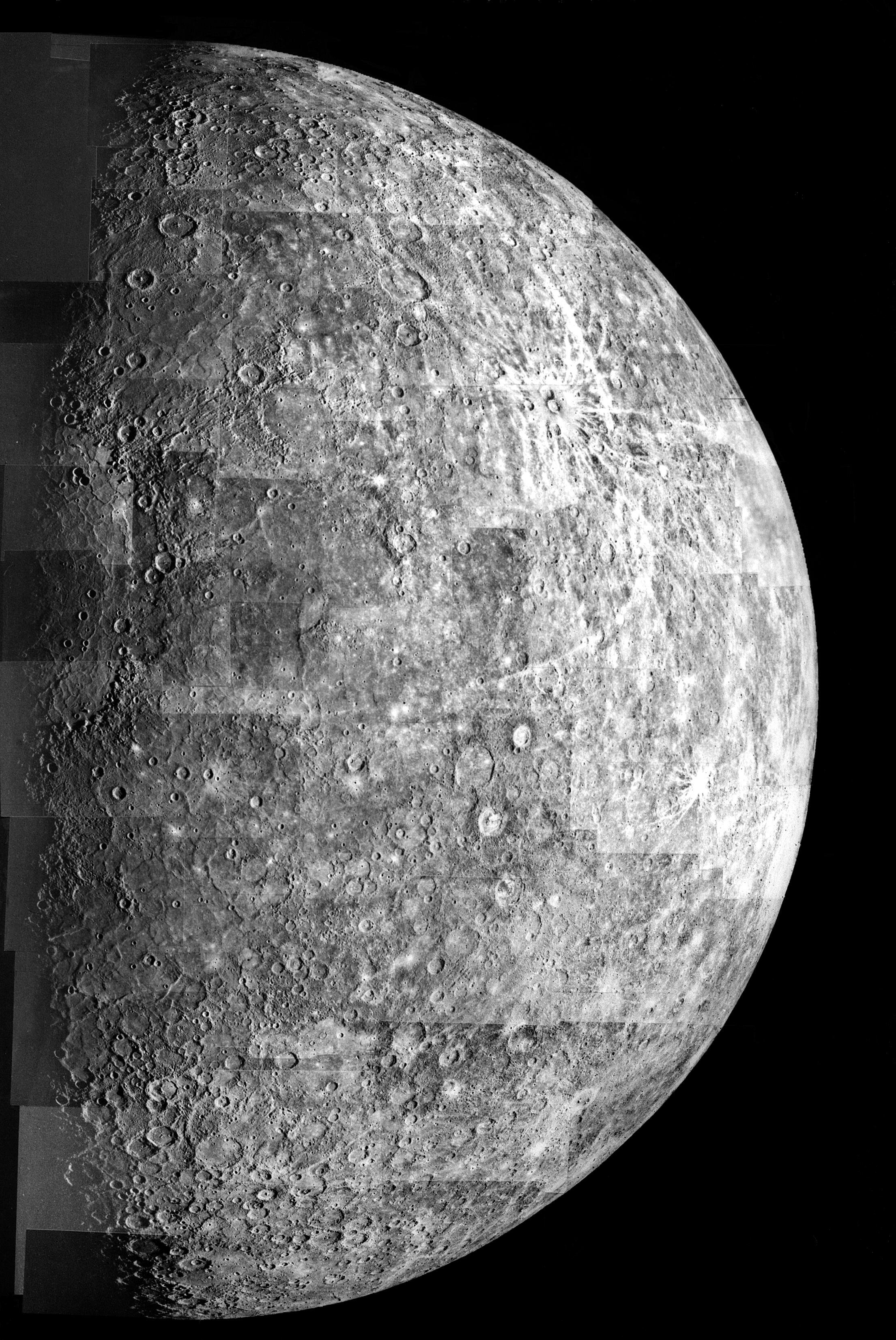 Photomosaic of Mercury - Outbound View. NASA/JPL