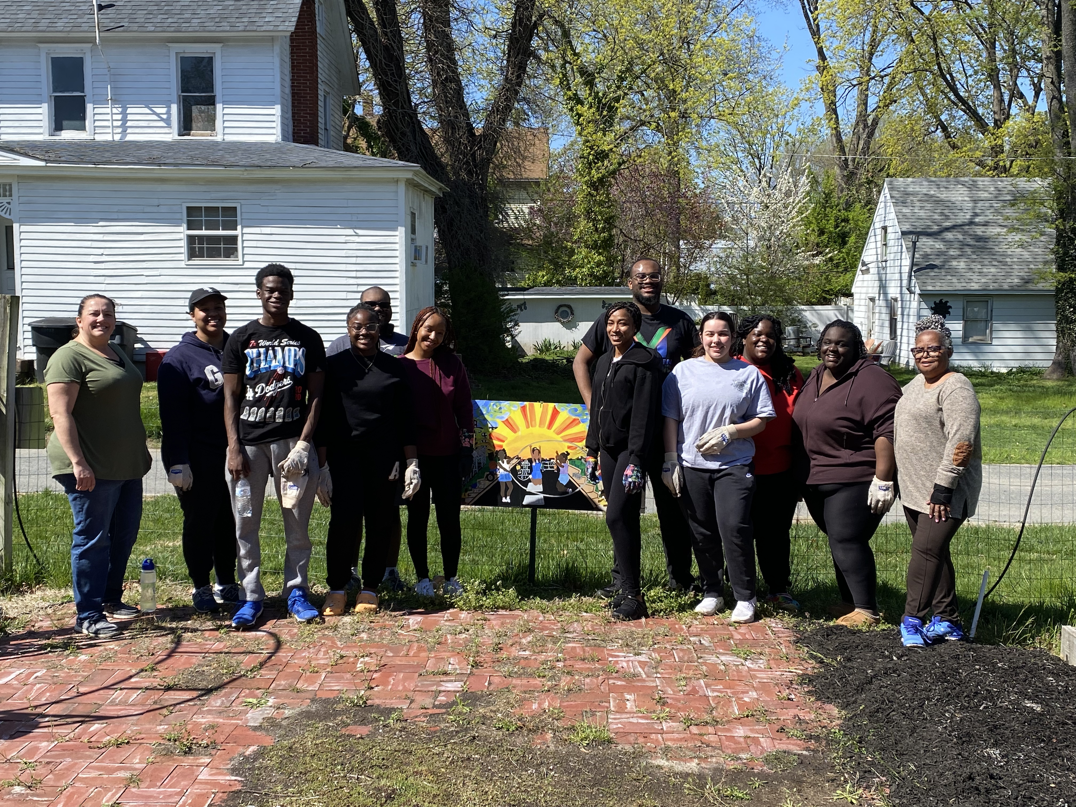 DSU students, staff and community volunteers at the Community Garden, DSU Downtown campus.