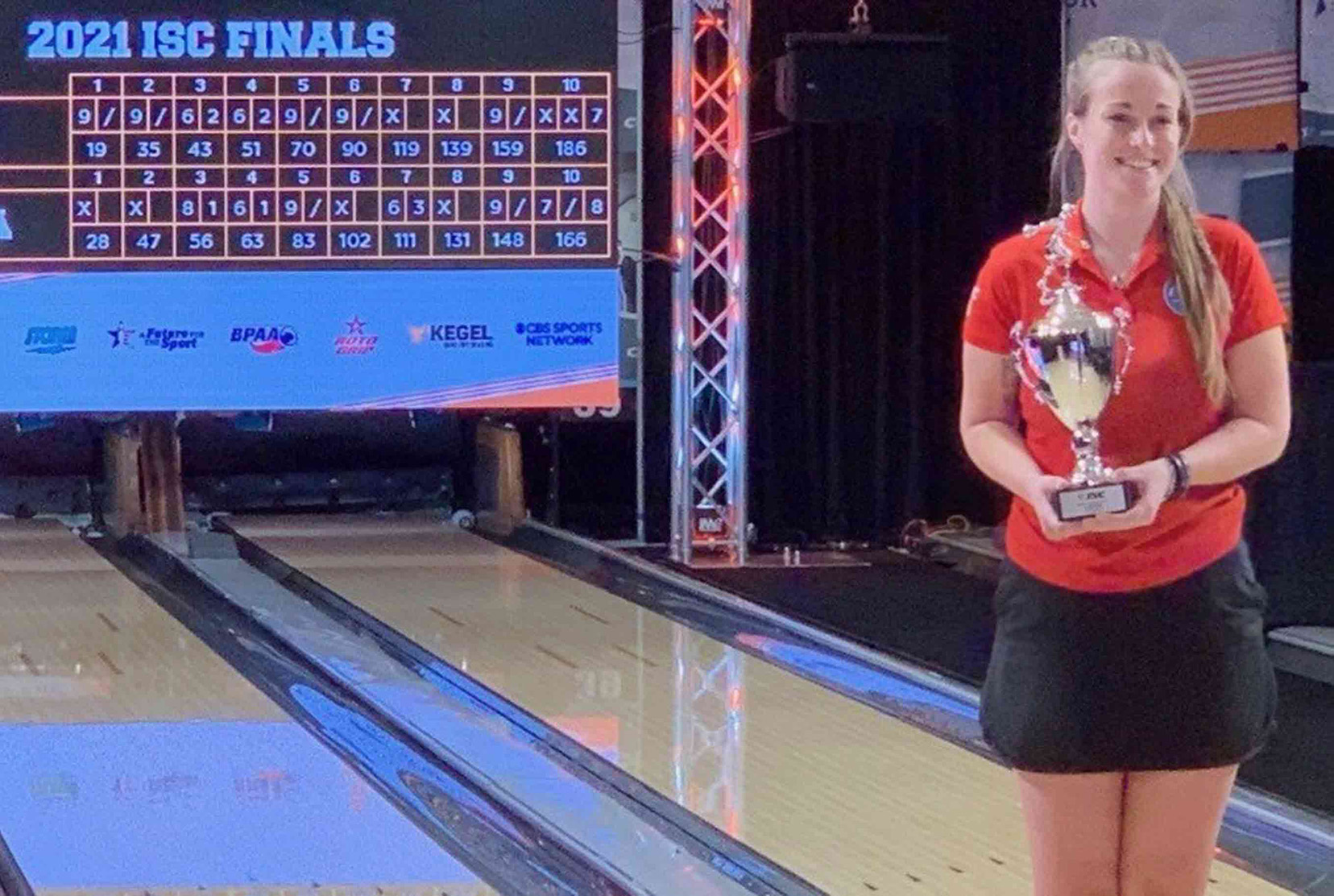 Katie Robb, a junior on the Lady Hornet Bowling team, captured the 2021 U.S. Bowling Congress Intercollegiate Singles National Championship on May 8 in Wyoming, Mich. She is the first-ever national champion in Delaware State University athletics history.