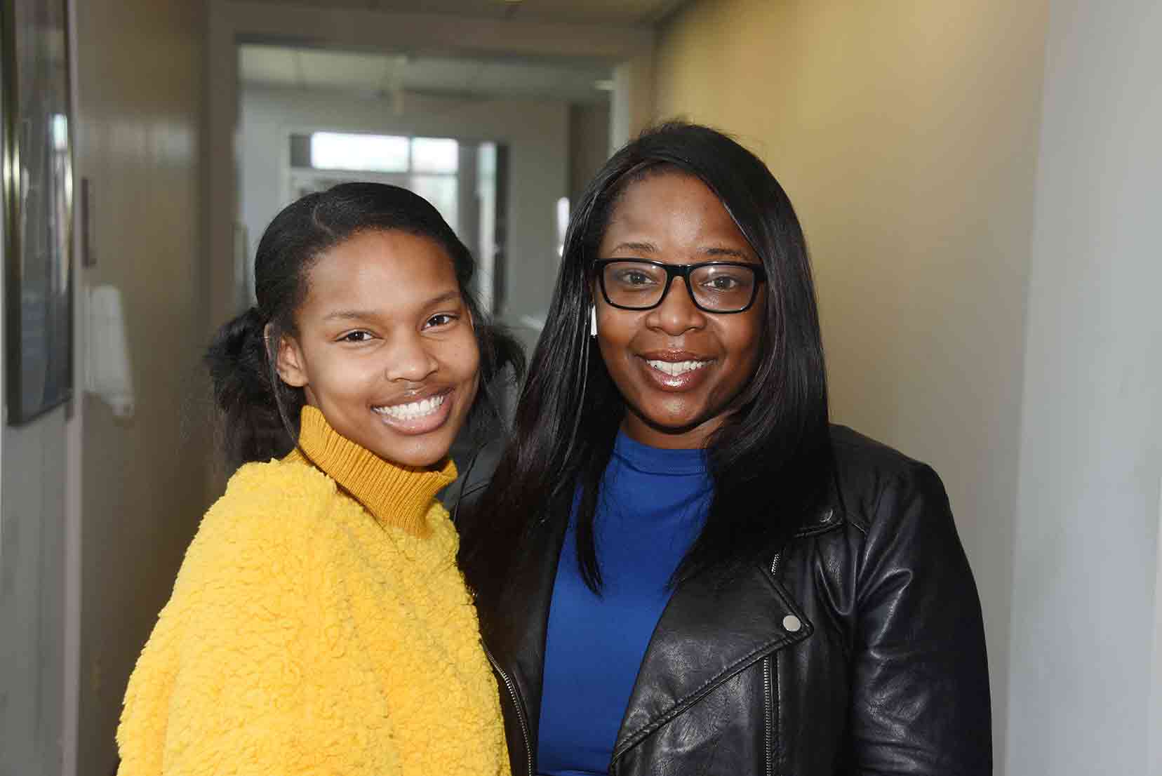 (L-r) Nia Allen. freshman, and Lindsey Hyppolite, Ph.D. candidate, both in Chemistry, are part of a team competing in a Sickle Cell Disease awareness competition conducted by the National Institute of Health. Not pictured: Joshua Patterson.