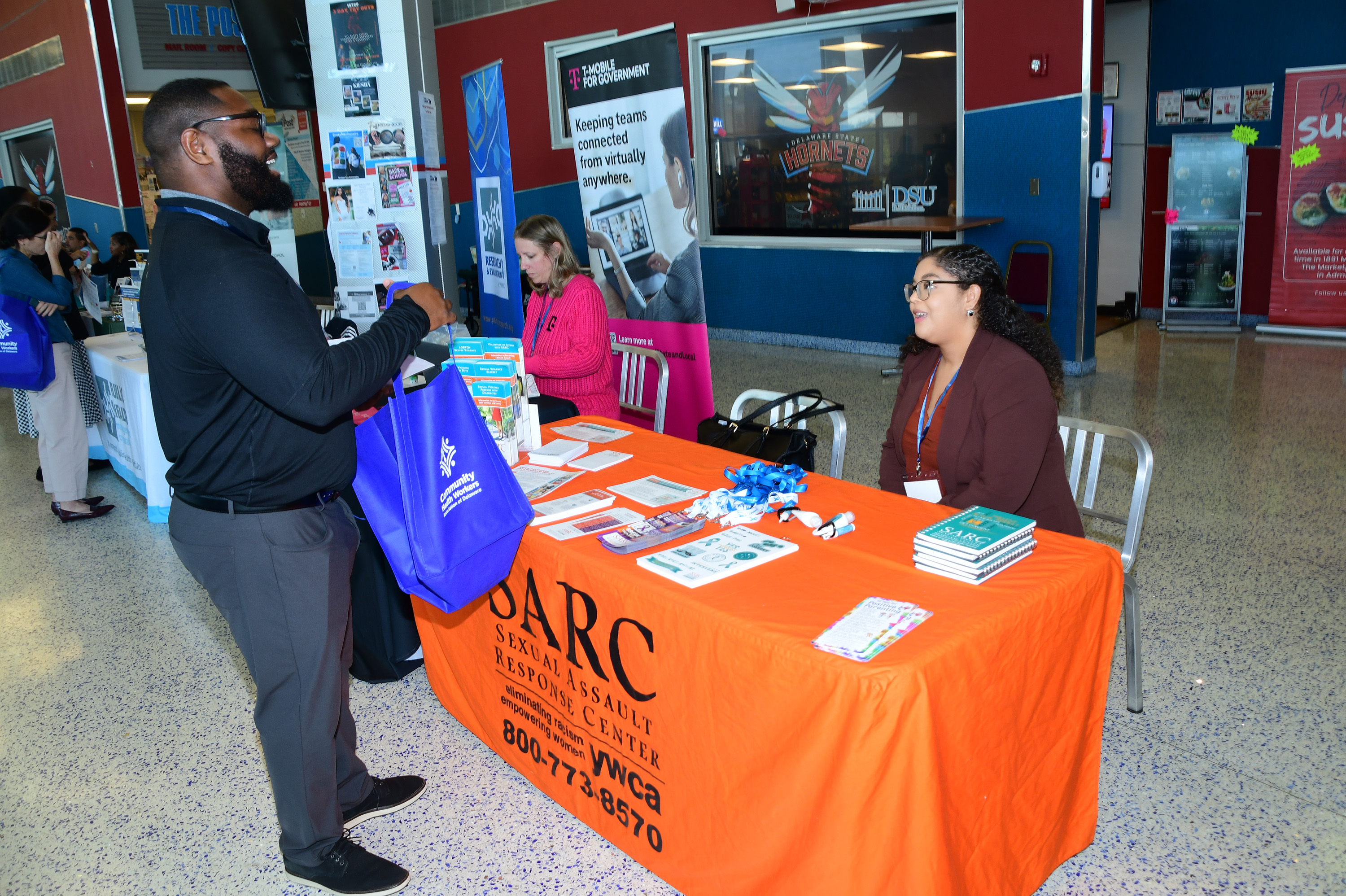 The Sexual Assault Response Center table was one of man health-related tables set up at the CHW Summit.