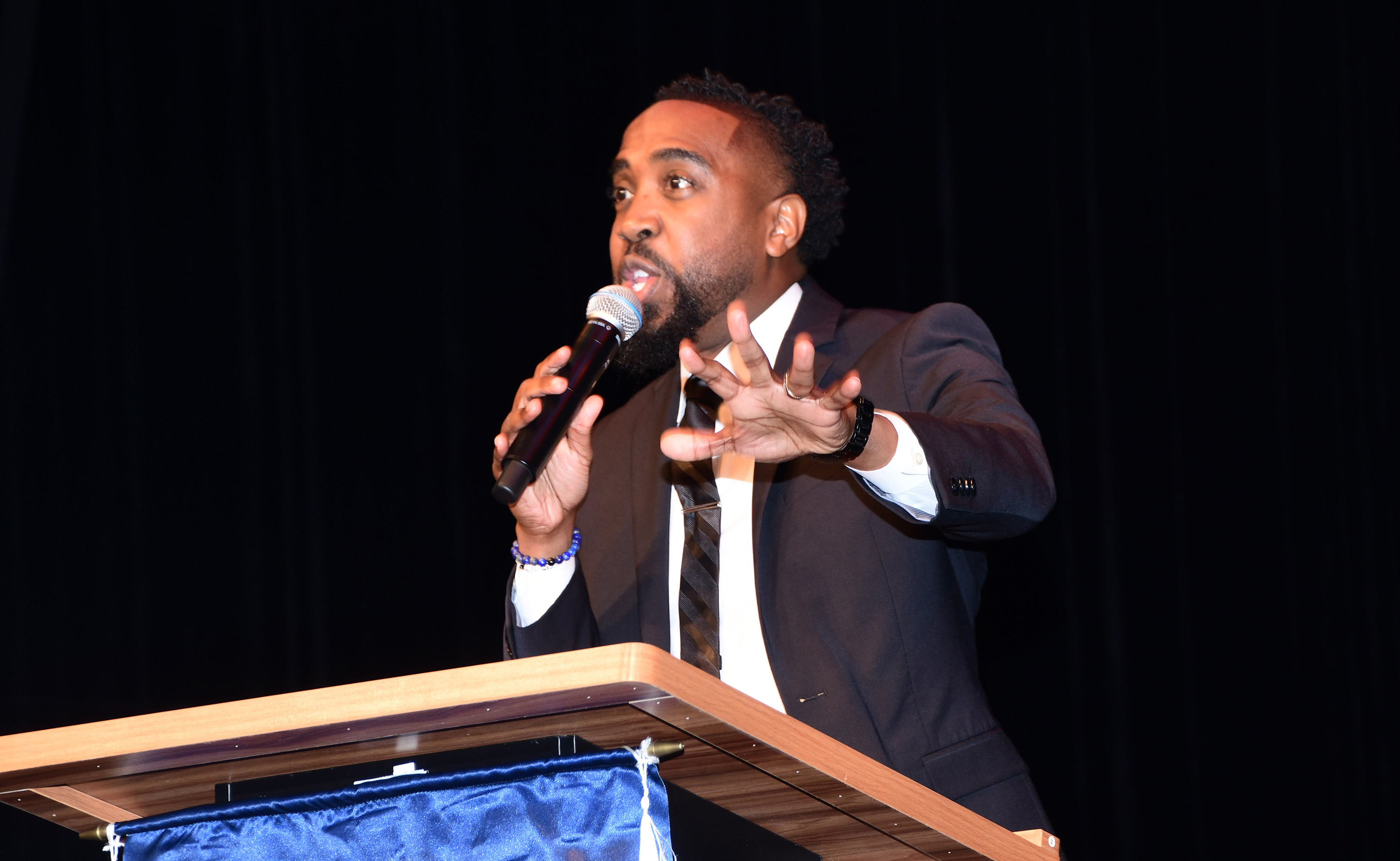 Keynote speaker Dr. Terrell Holmes energized the attendees his message for DSU and the community.