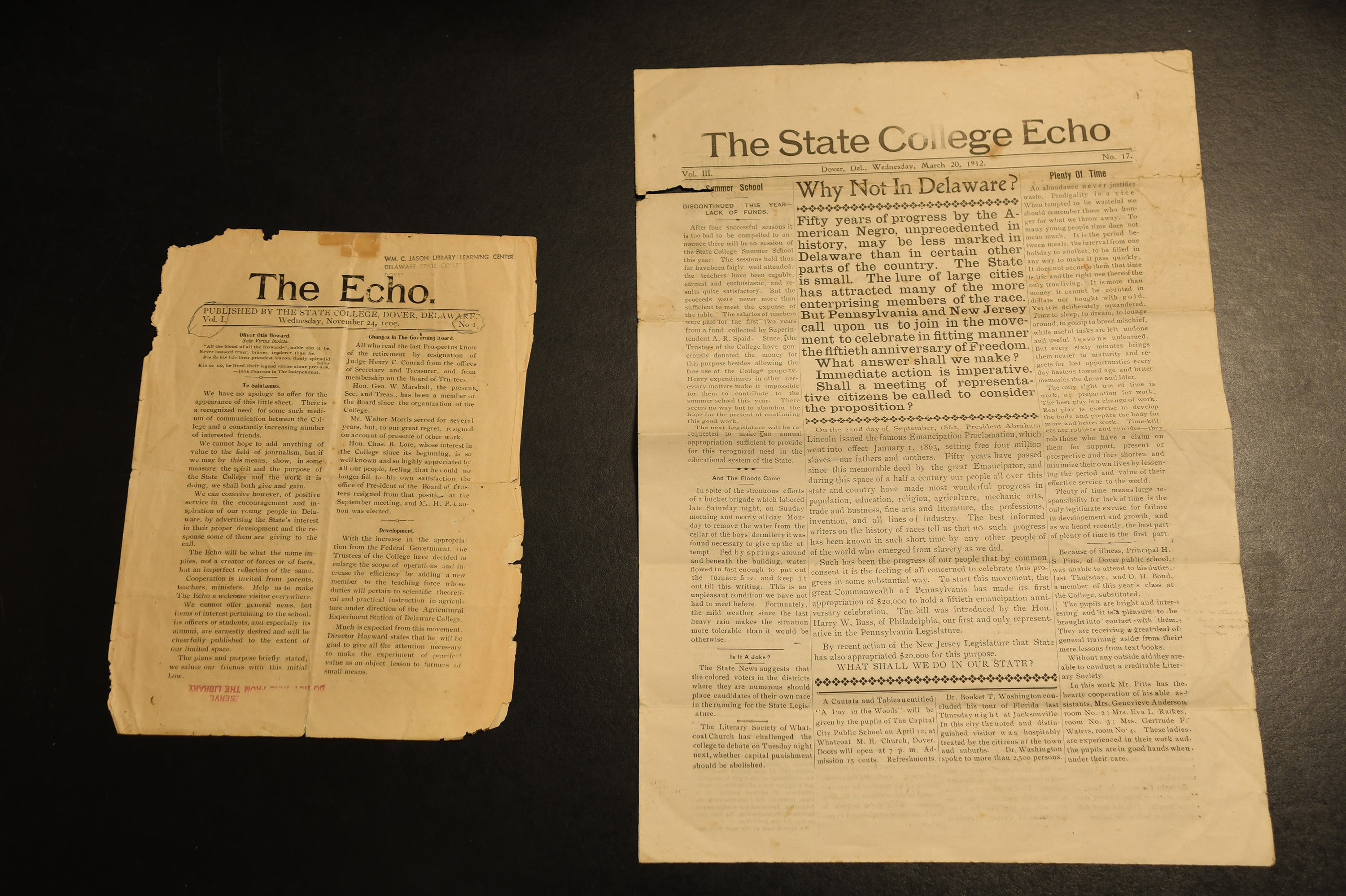 The College's purchase of a another printing press made it possible to expand the newsletter into newspaper size publication.