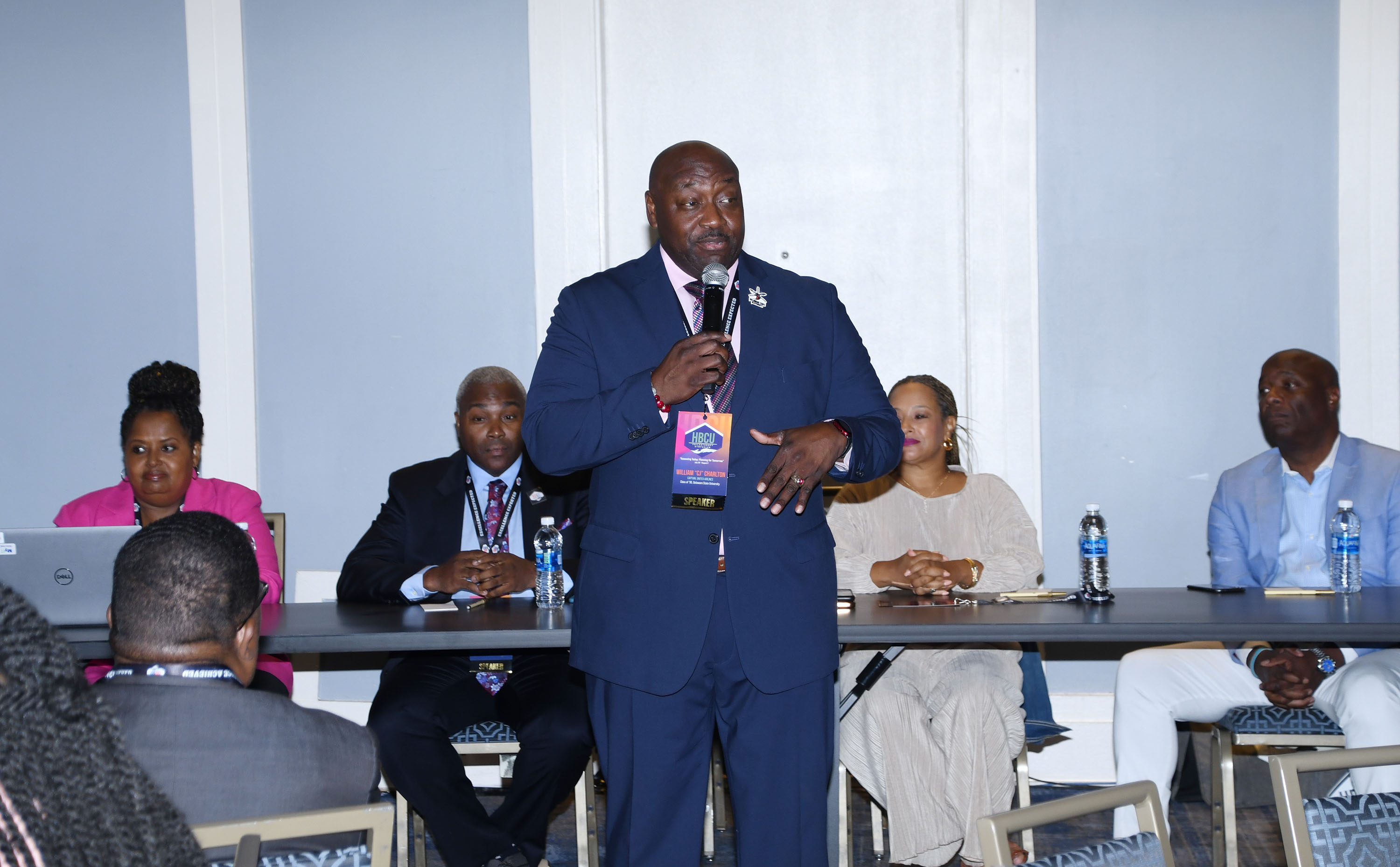 CJ Charlton, United Airlines pilot and DSU alumnus, '95, led a session on "HBCUs and the Aviation/Aerospace Industry."