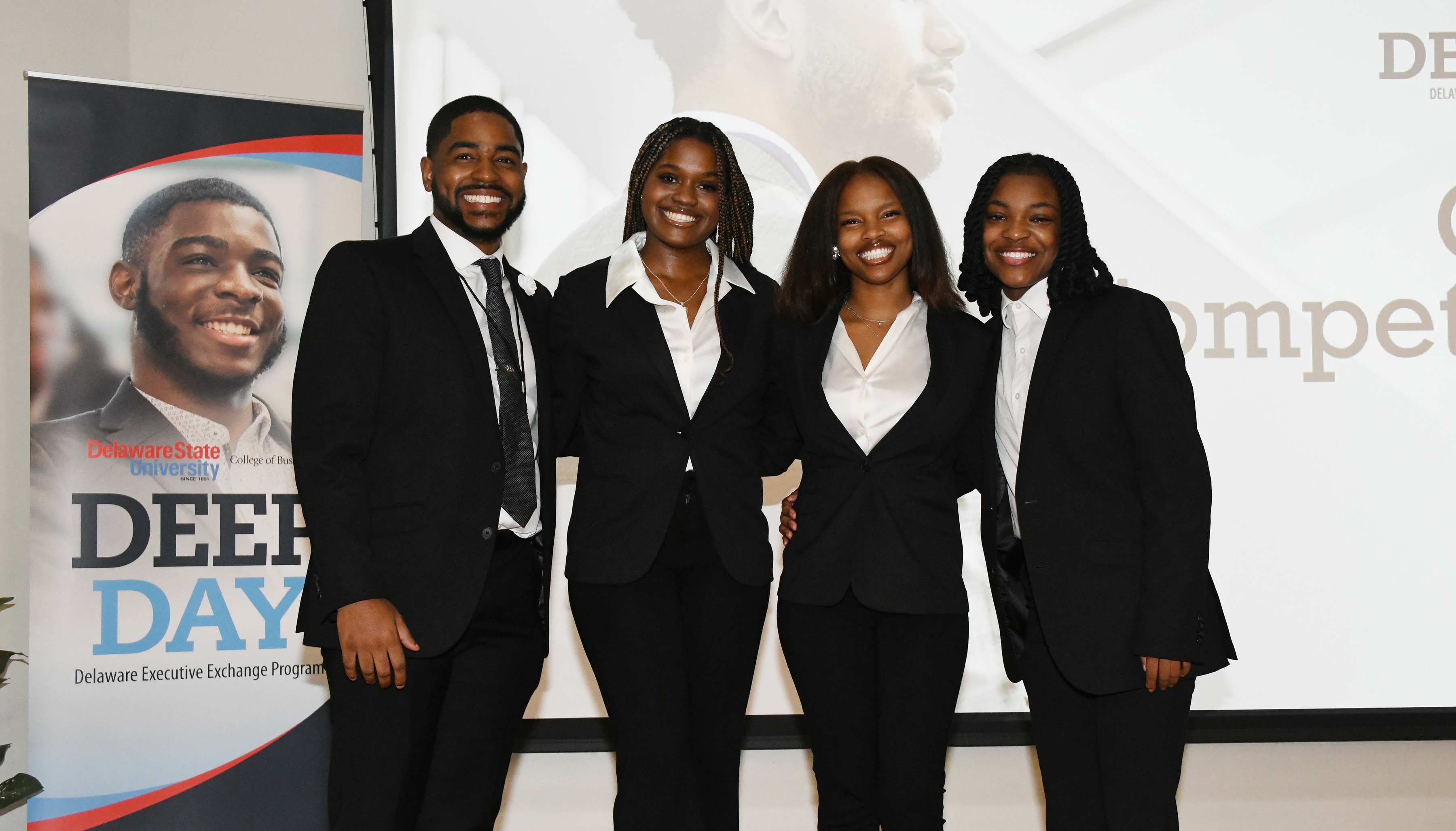 The Business Case Competition 1st place winning TMT team -- Jelani Bryant, Nya Stokes, Niara Allen and Asaiyah Abdul-Kareem. 