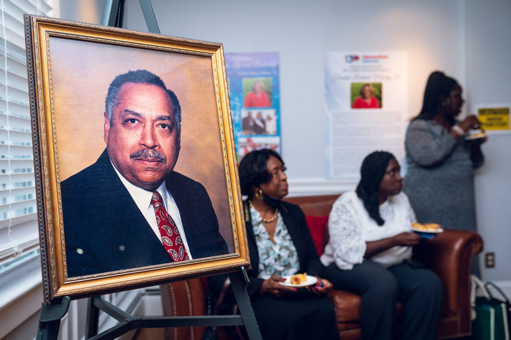 A portrait of Dr. William B. DeLauder was displayed during the reception