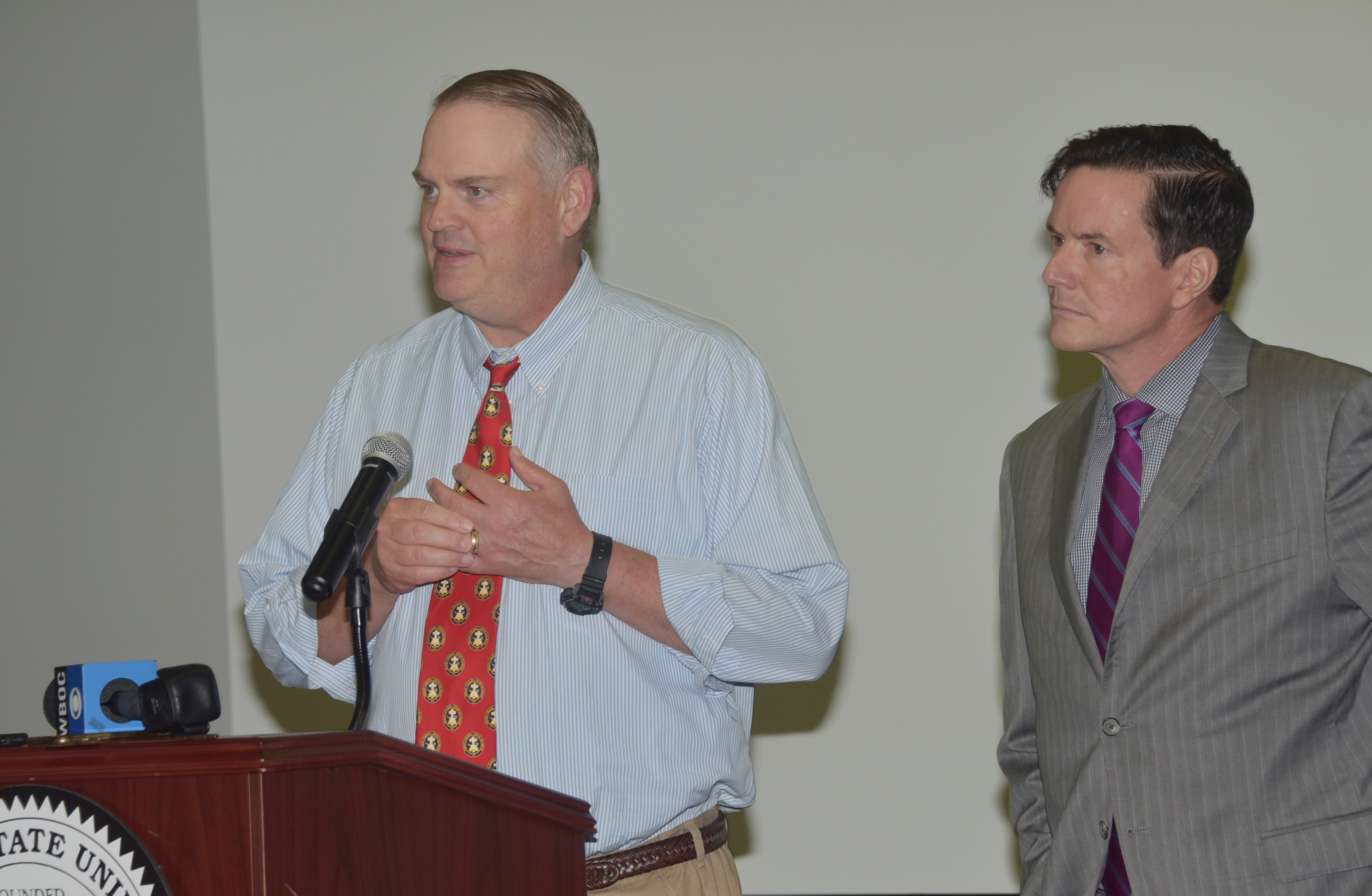 State Sens. Colin Bonini and Trey Paradee shared their support for the acquisition at the press conference.