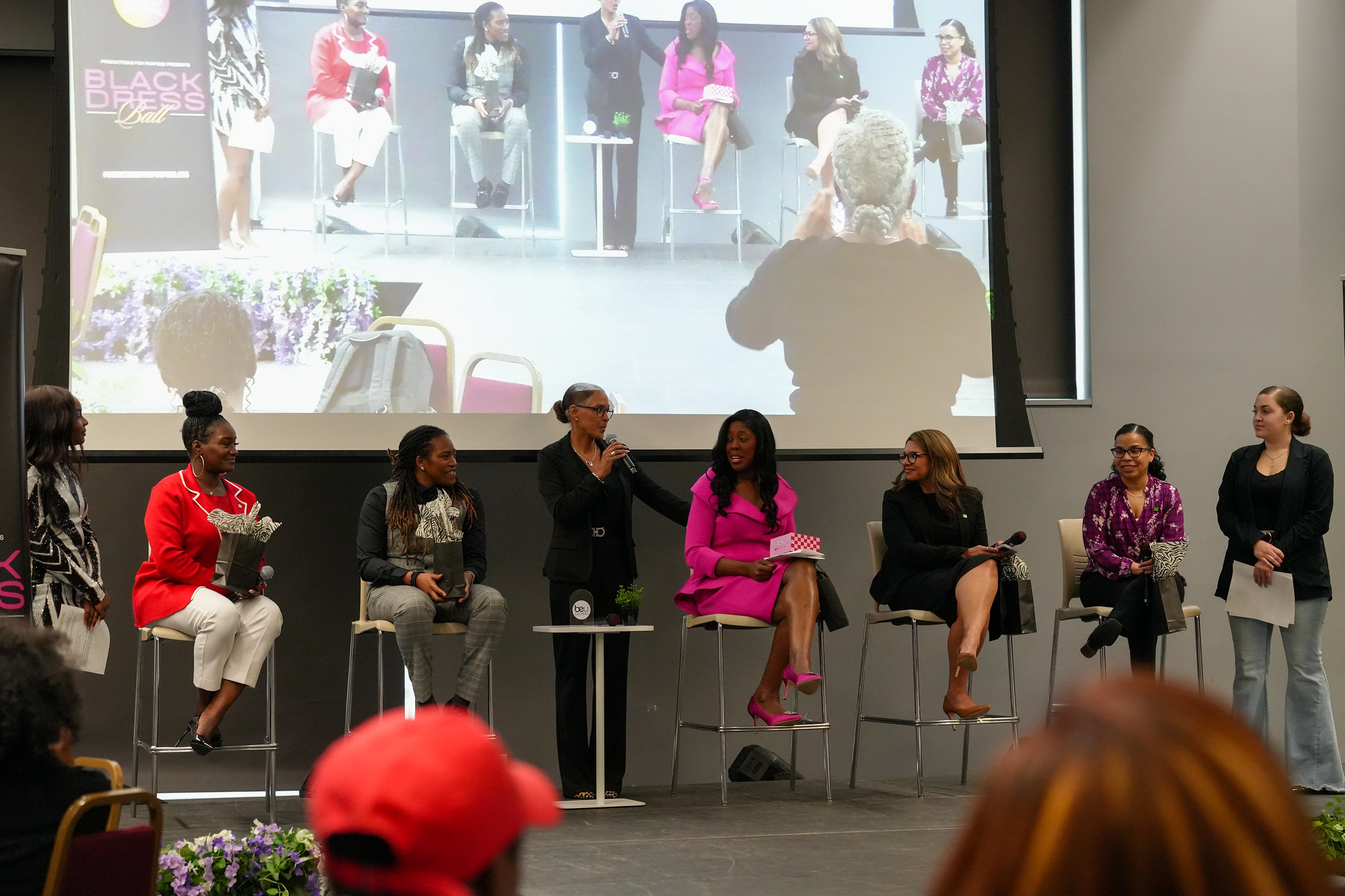 Panelists engage with students during the Navigating Corporate America panel discussion.