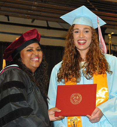 Willow Bowen (l), with ECHS' Dr. Evelyn Edney, was the top academic student with a 4.4975 GPA.