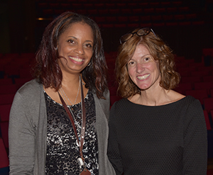 Dr. Shelly Rouser, chair of the Education Department, poses with Dana Bowe after she spoke to education majors.