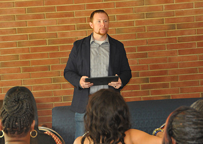 At the Laws Hall gathering, J.D. Bartlett spoke about Lydia Laws and about new residential hall to be constructed.