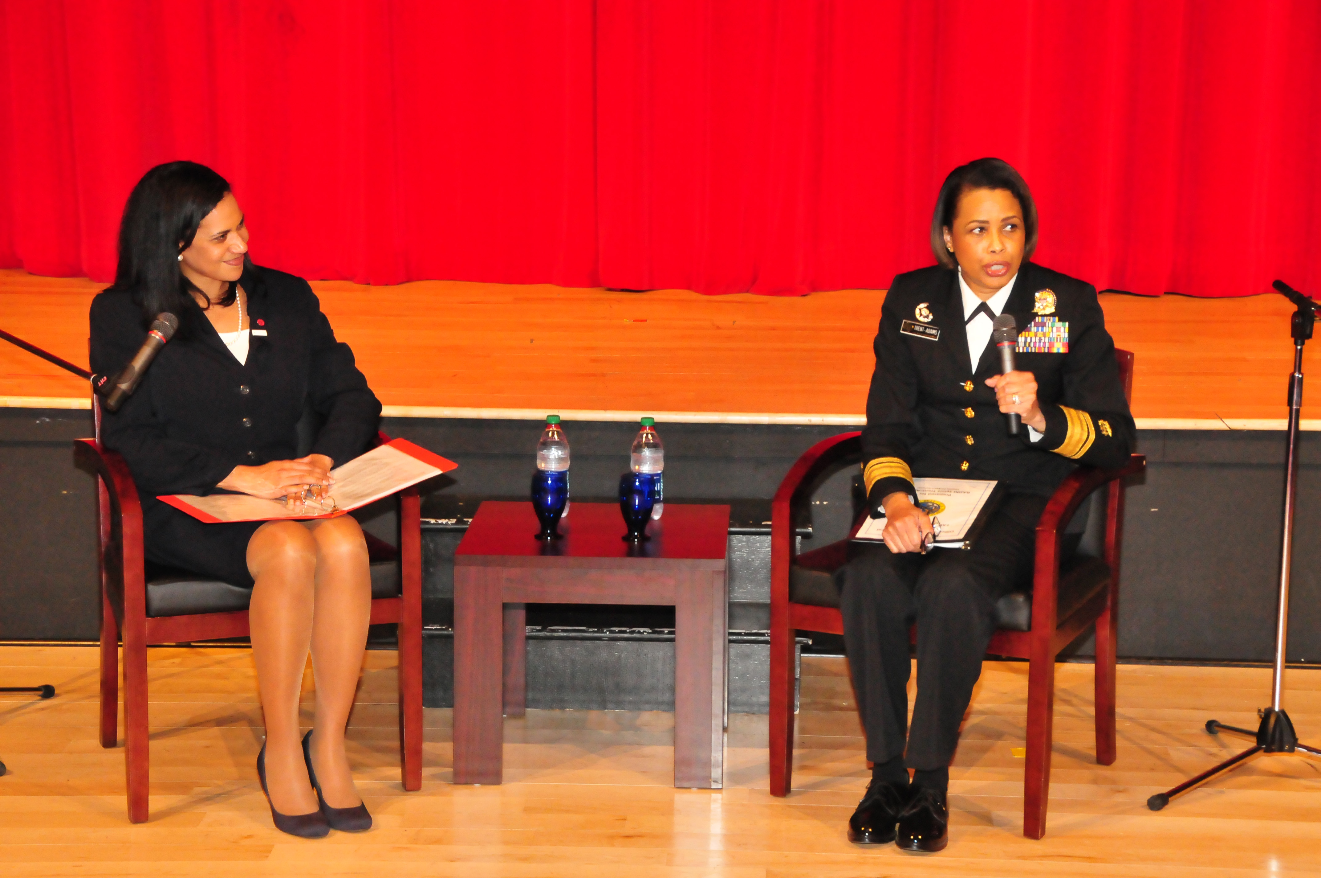 Deputy U.S. Surgeon General Sylvia Trent-Adams (r) speaks at DSU as Dr. Kara Odom-Walker listens.