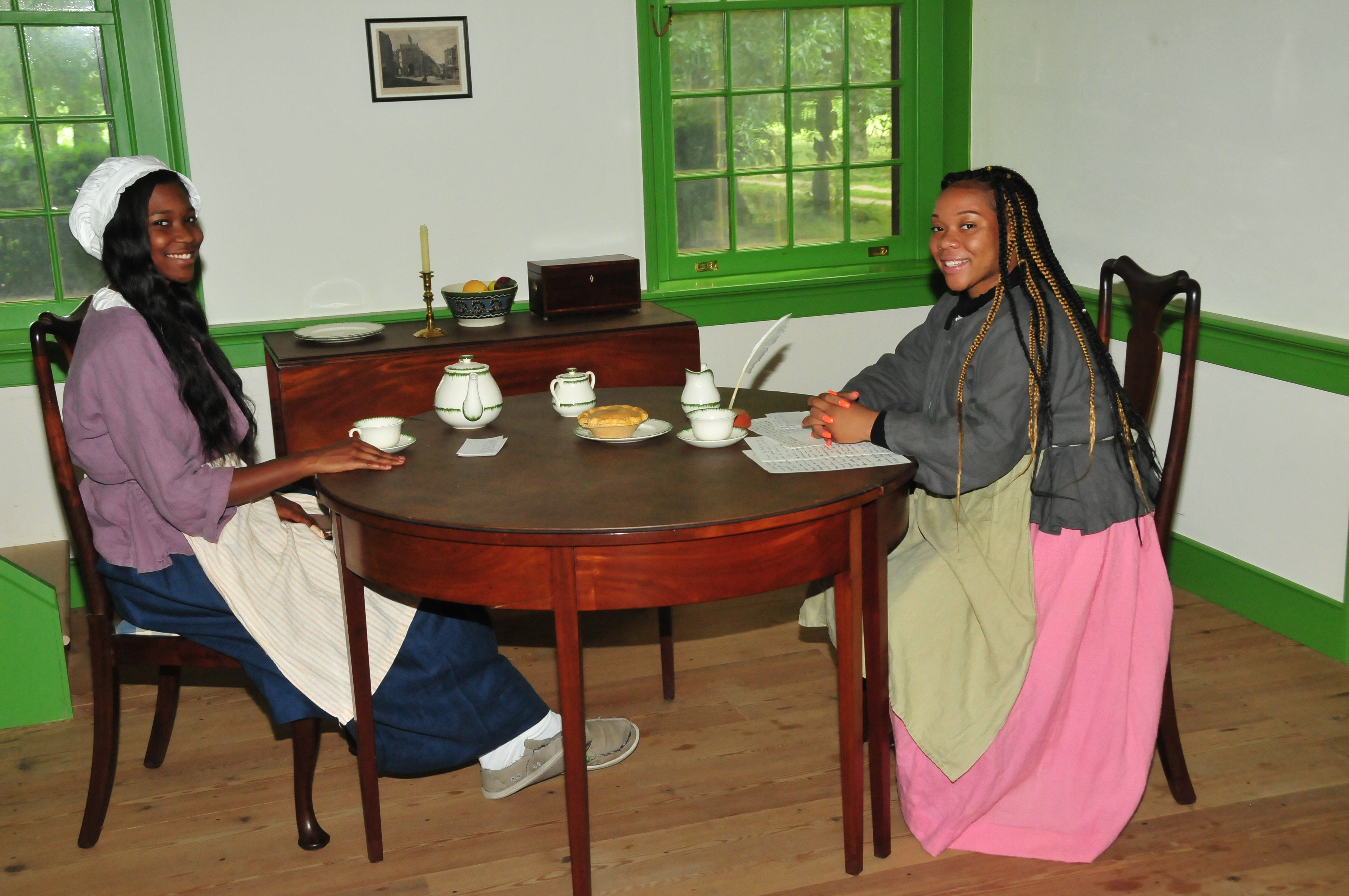 Izhane Wilson and Yazmin Harris depict life in the 1700s at the John Dickinson Plantation