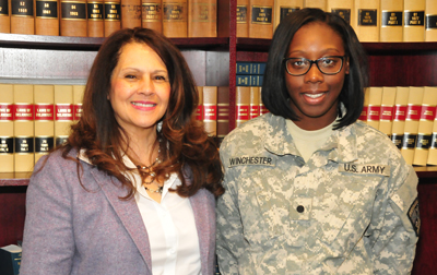 Lori Christiansen (l), who  received the scholarship in 1977, and Ms. Winchester are the only two Truman Scholars from DSU.