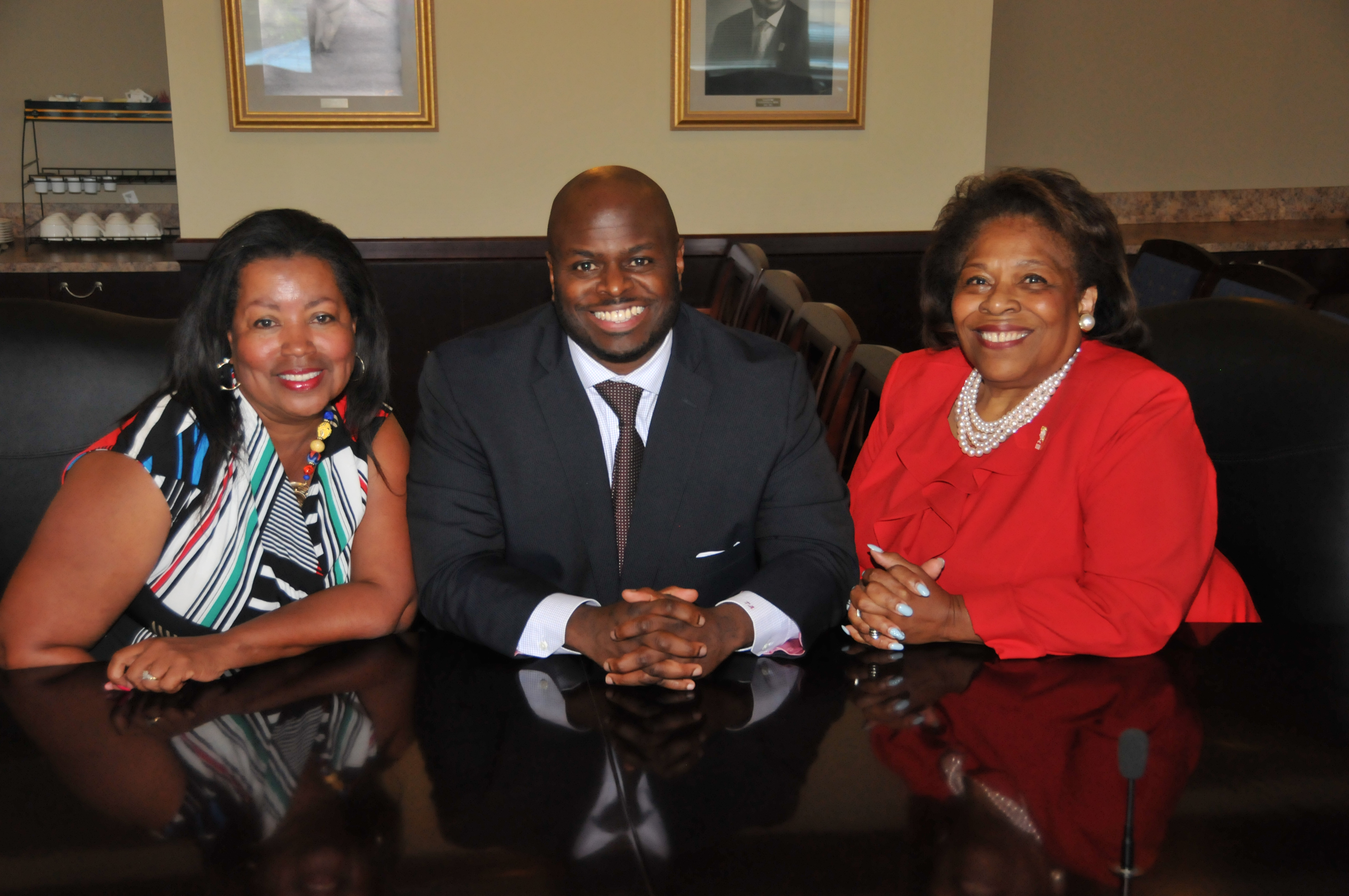  Board Vice Chair Dr. Devona Williams, Provost Dr. Tony Allen and Board Chair Dr. Wilma Mishoe.