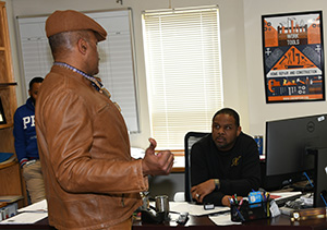 (L-r) James Hammond and Bernard Pratt, plant maintenance directors, discuss onging work.   