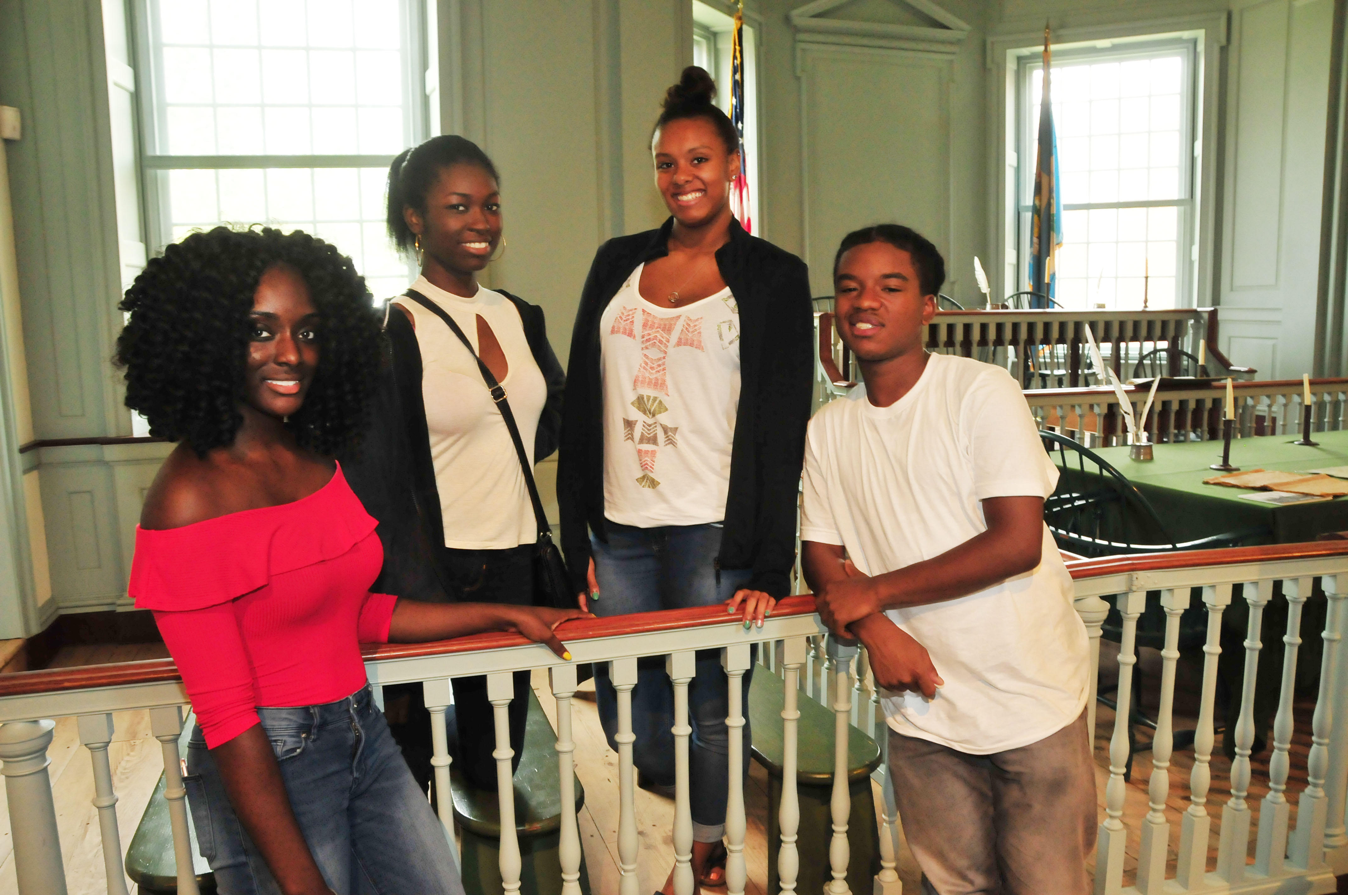 (L-r) Lauryn Turnage, Kiana Ross, Sydnee Bryant and Christian Chapman gave presentations at the Old Sttate House