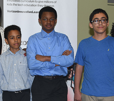 The first-place Air Pollution team -- (l-r) Dissandou Becolli, Christopher Connelly and Sasan Sedighi-Mournani. 