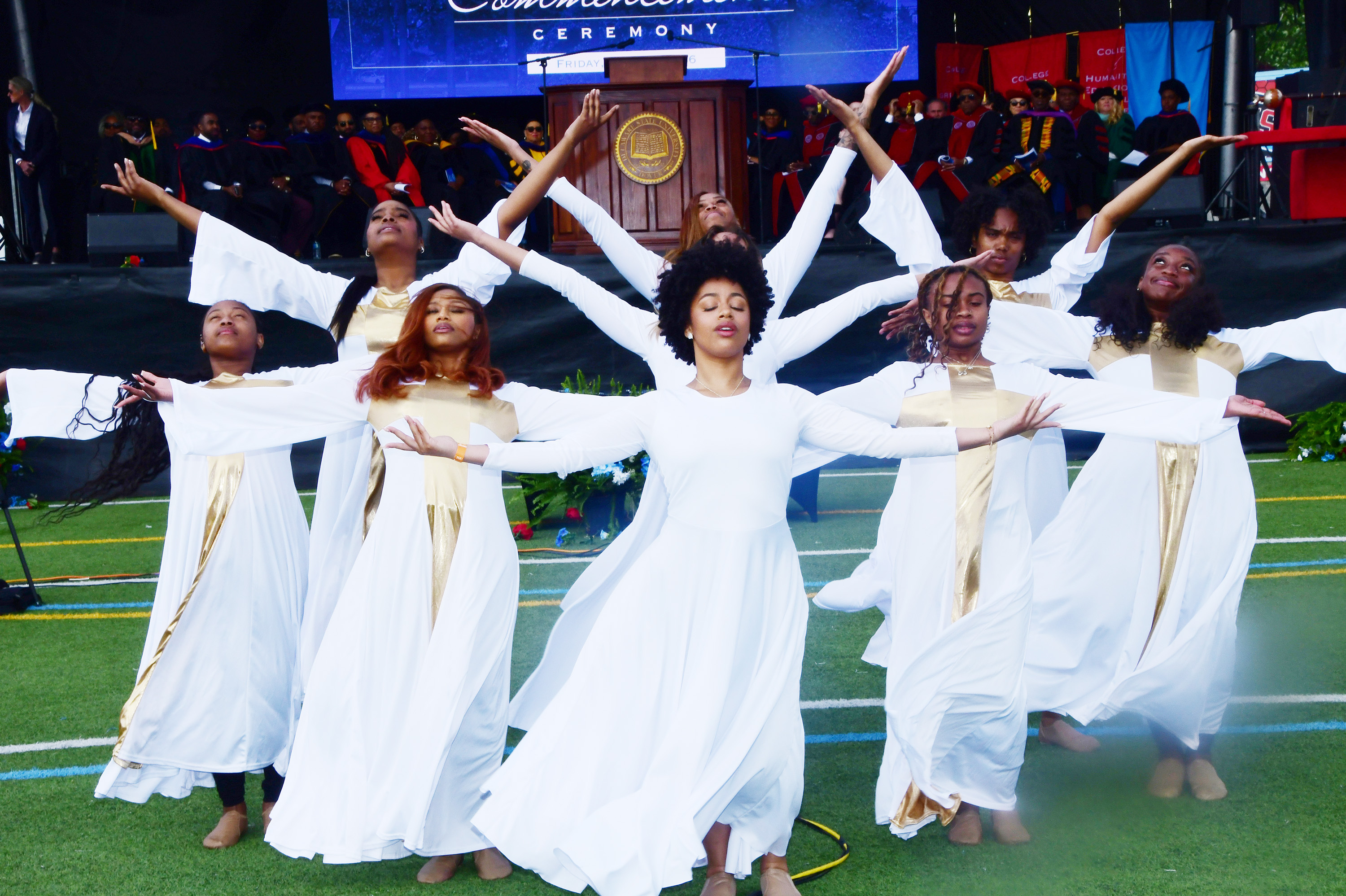 DSU Delegance Dancers gave a performance in honor of Chester Knapp, a DSU alumnus and band assistant who recently passed away.