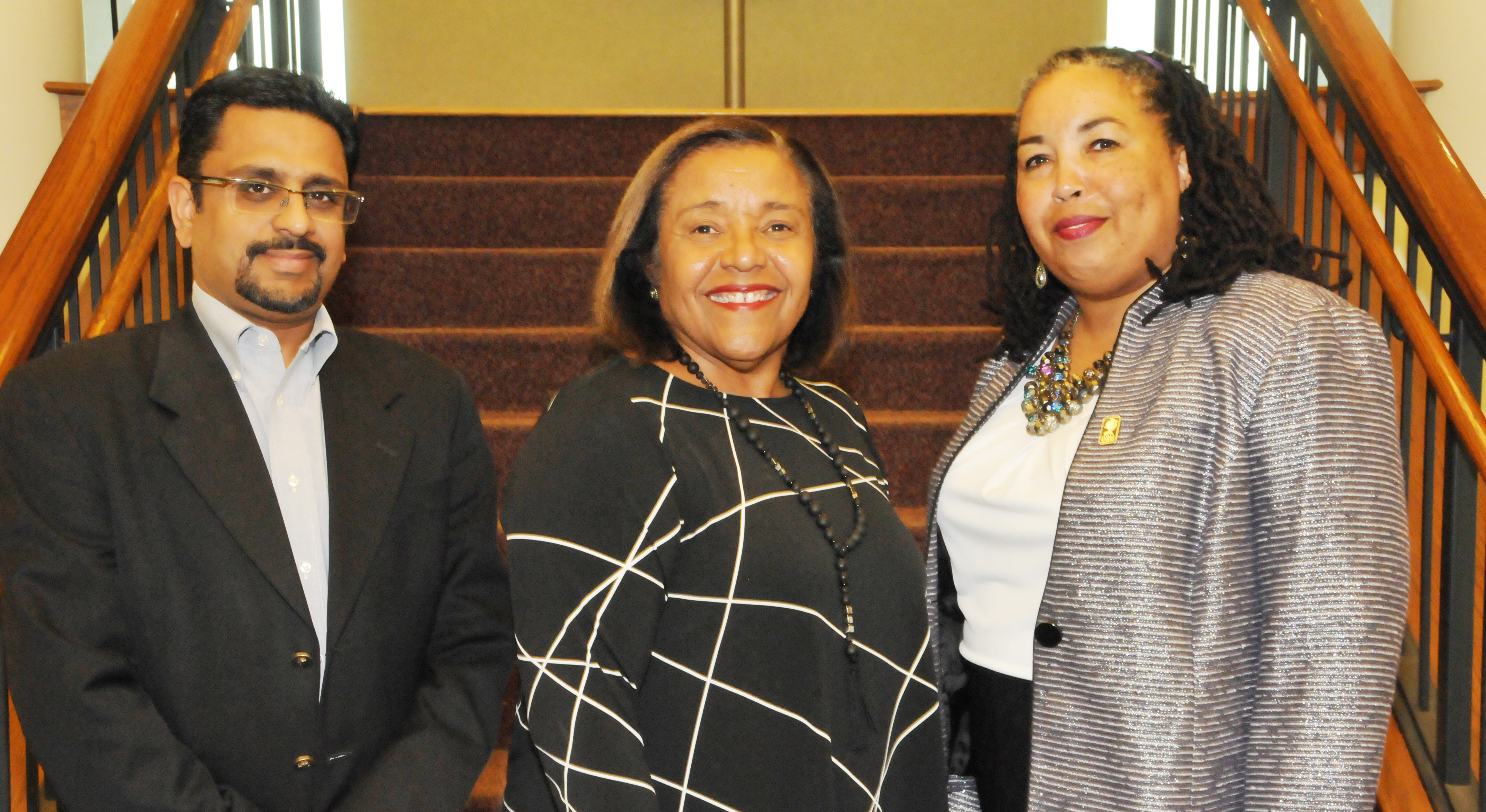 DSU College of Business leadership: (l-r) Dr. Praveen Pinjani, associate dean; COB Dean Donna Covington; and Dr. Lynda Murray-Jackson, associate professor.