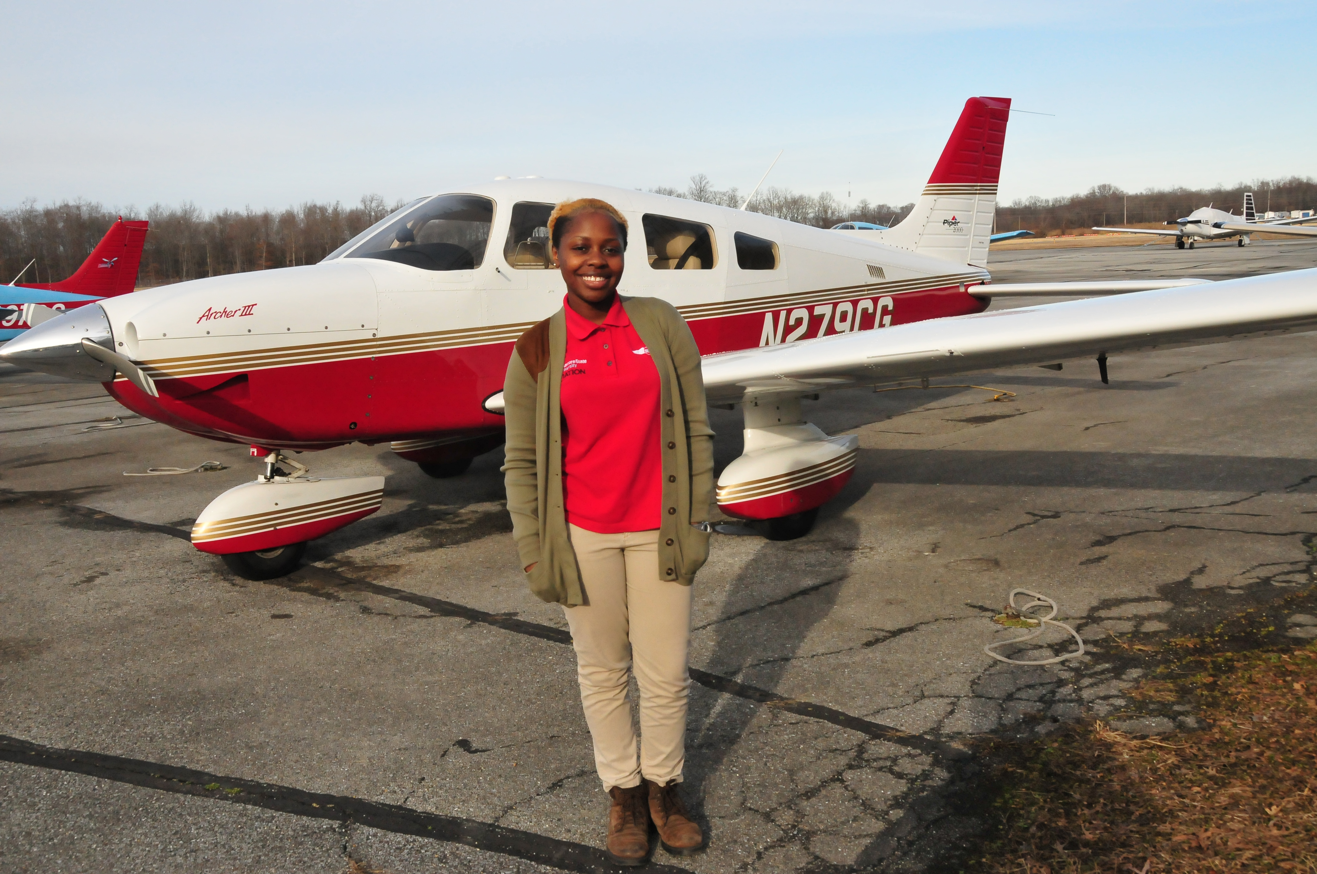 Penina "Penni" Kimani, a rising senior Aviation major, has been awarded a $3,500 scholarship from the Philadelphia Chapter of the Tuskegee Airmen International.