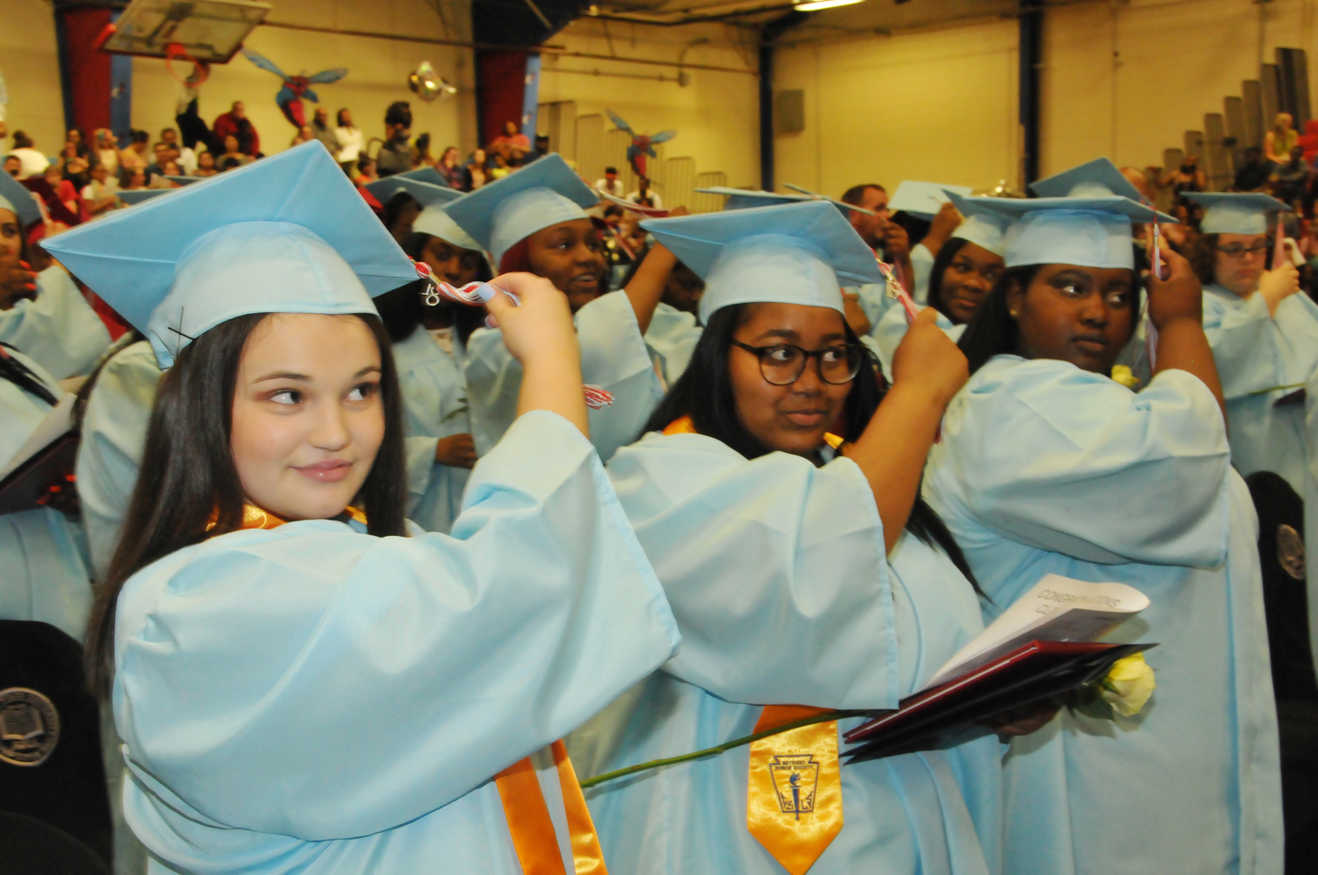 Members of the Class of 2018 turned their tassels as the traditional end to the first-ever commencement for the Early College High School.