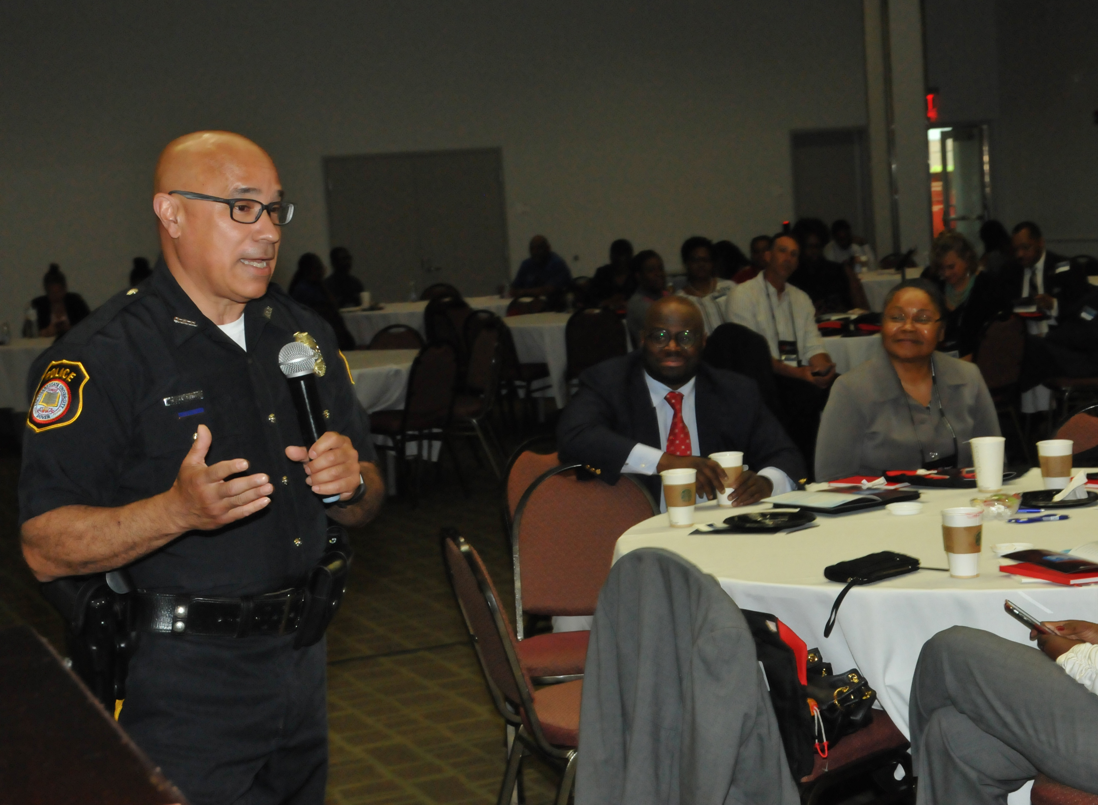 DSU Ptlm. Jorge Camacho gave presentations on campus safety and emergency response/activity shooter.