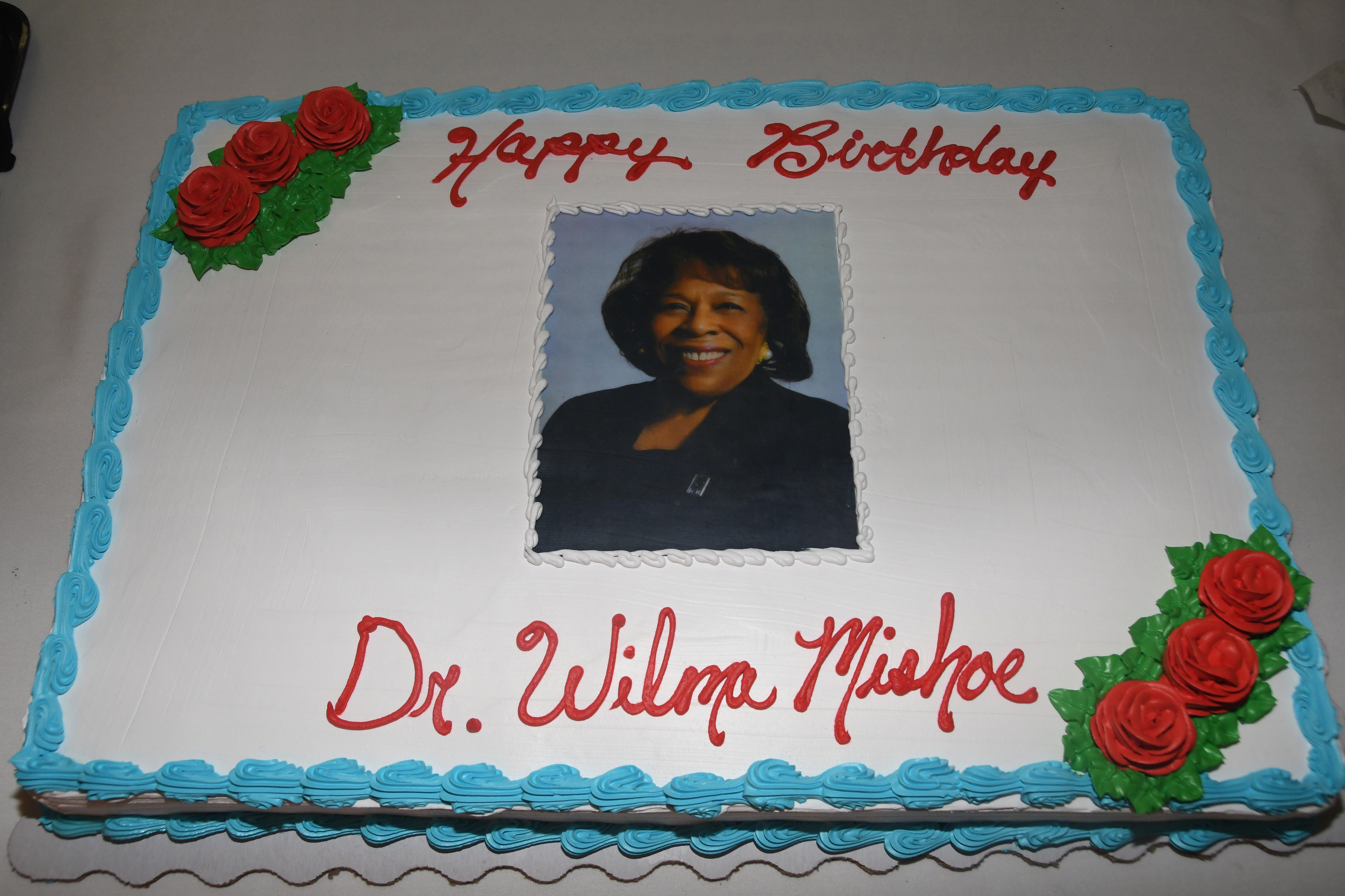 The cake that was made (and eaten) in celebration of Dr. Mishoe's 69th birthday.