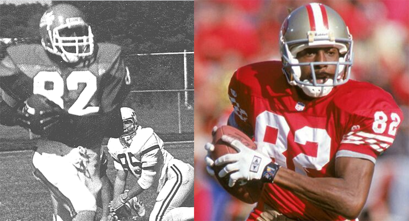 John Taylor, shown right in his Hornet days, and left as a San Francisco 49ers, has been selected to be inducted in the Black College Hall of Fame.