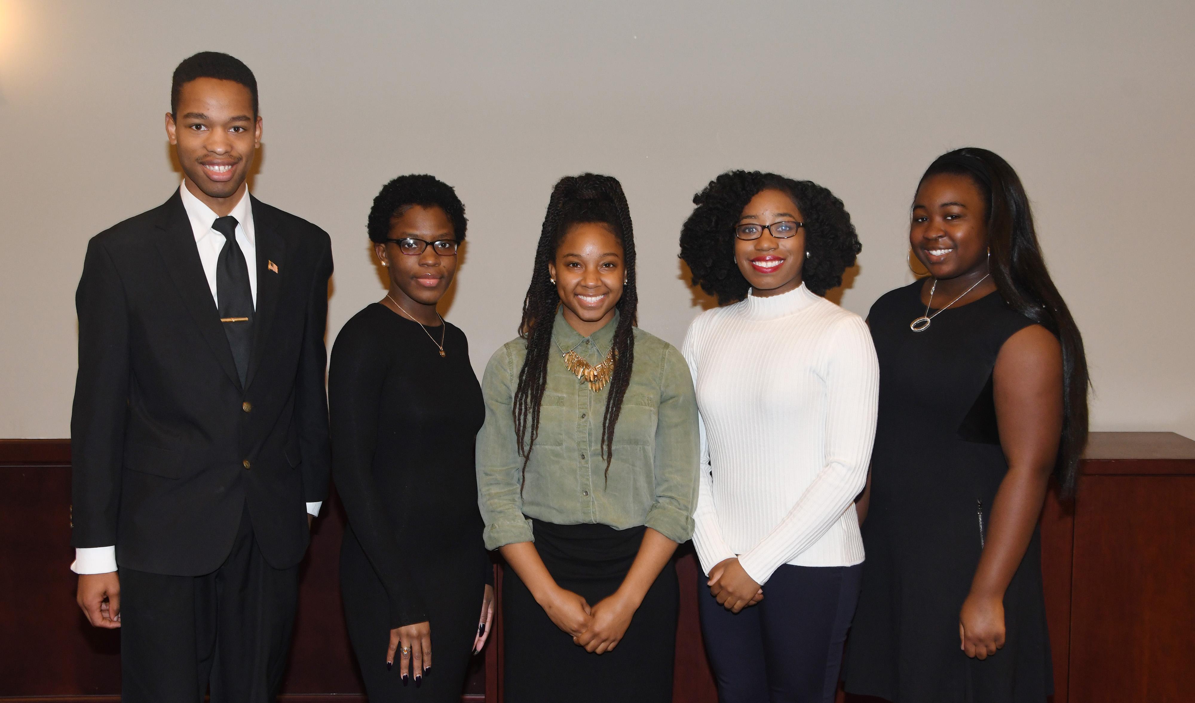 Delaware State University winners at a recent Philadelphia AMP research competition: (l-r) 1st Place Winners Joshua Patterson and Destiny J. Davis; 3rd Place Winner Erykah Leno; and Honorable Mentions Malia Green and Aysiah Stamper. Not pictured is 3rd Place Winner Norwoh Kemokai.