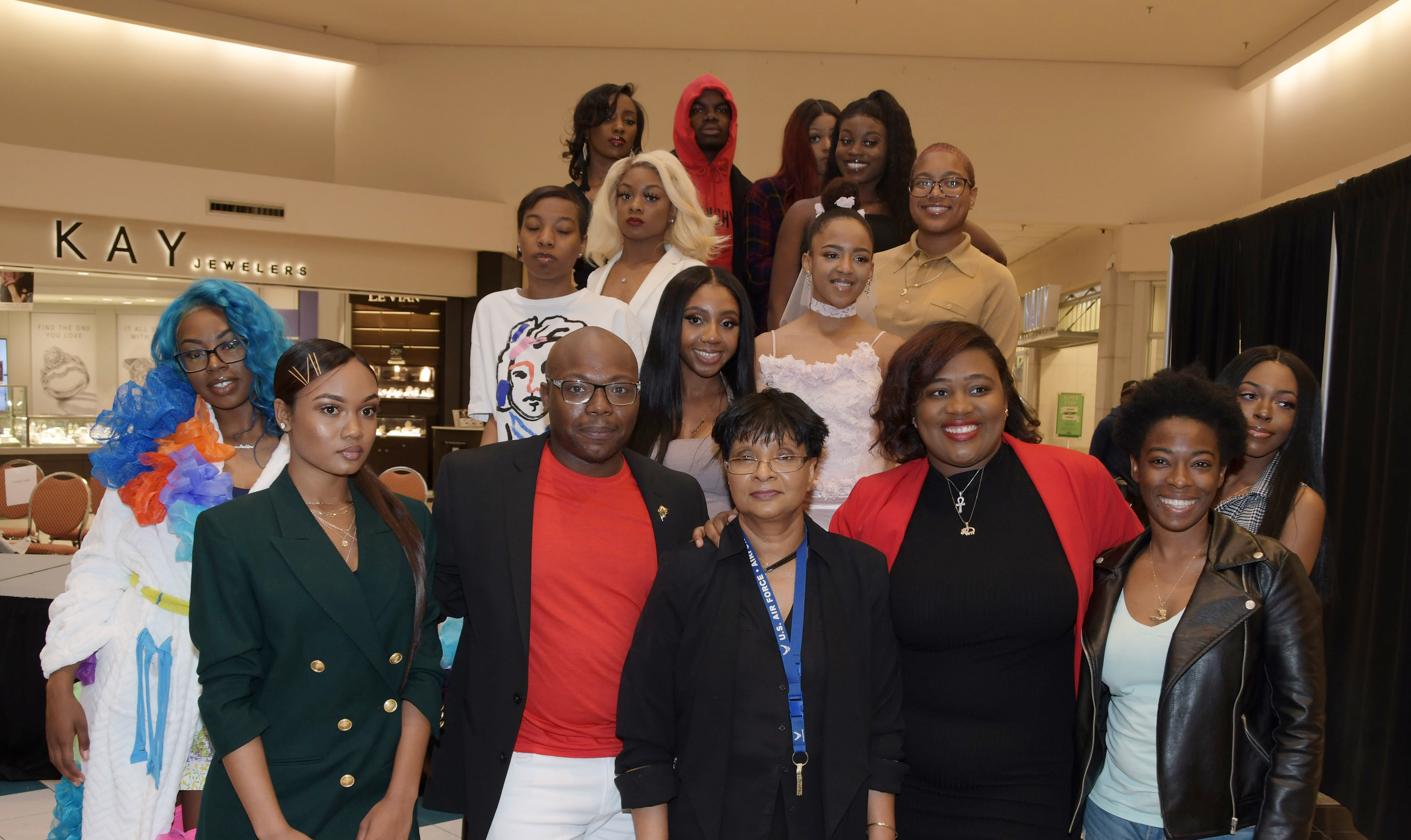 These Textile and Apparel Studies students showed off their fashion designing creations during a April 27 show at the Dover Mall. Dr. Damayanthie Eluwawalage, assistant professor, (bottom row, third from the left), was so impressed by their work, she persuaded the Dover Mall executives to allow student to put on a fashion show there for the public.