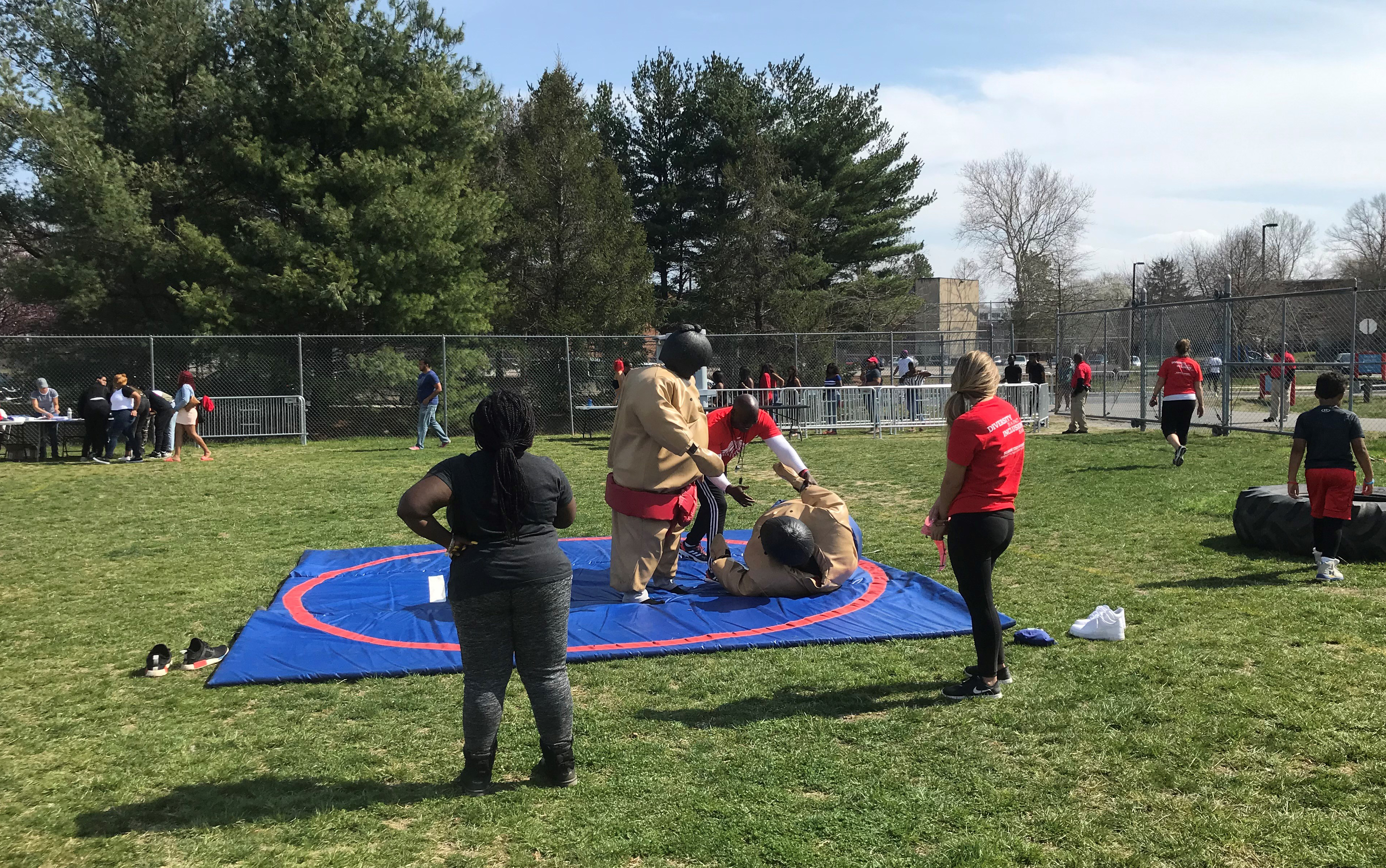 Sumo wrestling was one of the world activities that took place during the Spring Fling Carnival.