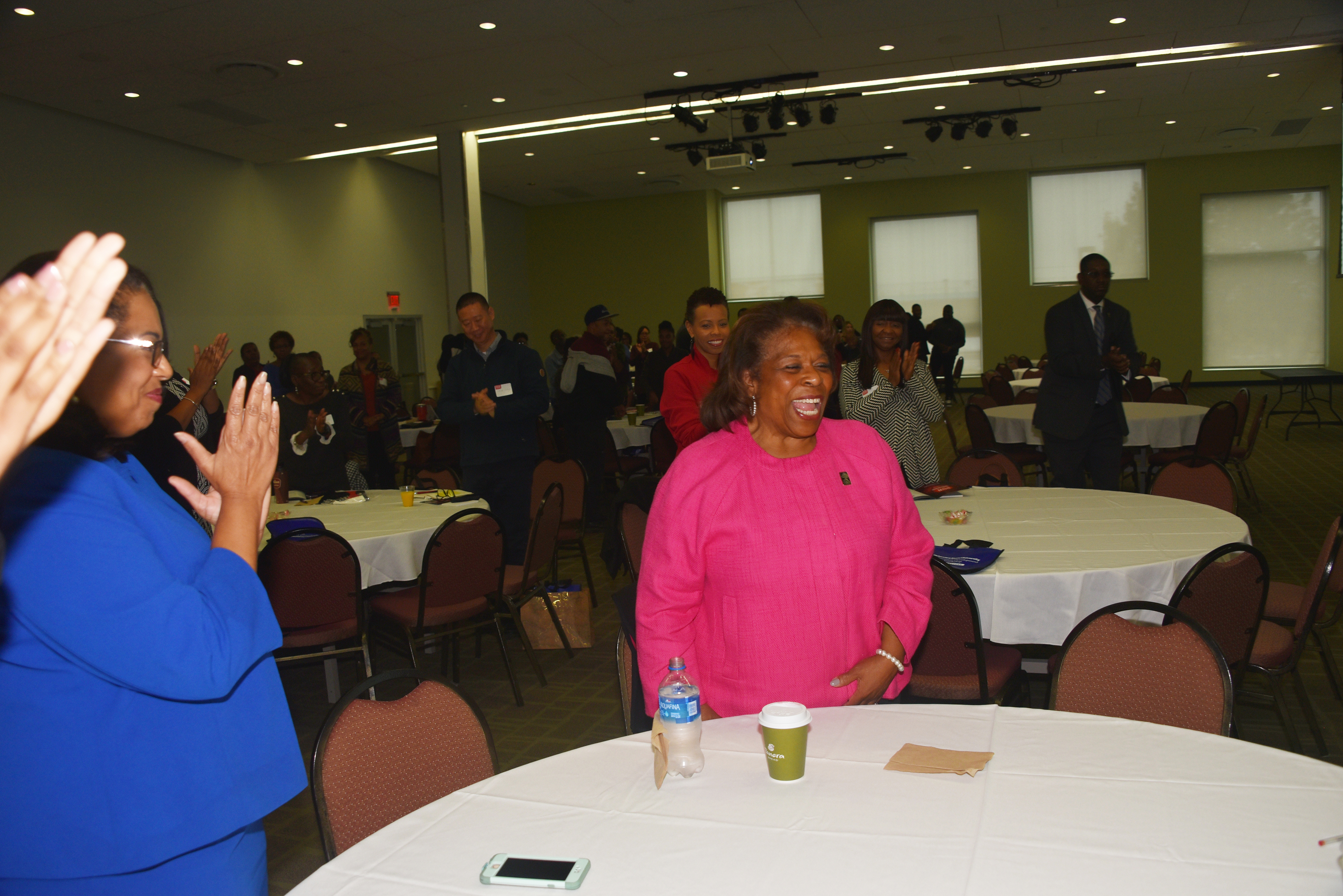 Following University President Wilma Mishoe's remarks at the Oct. 30 Professional Development Workshop, the parlor-filled gather gave her a standing ovation in recognition of the leadership she has provided during her tenure. Dr. Mishoe recently announced that she will retire at the end of 2019.