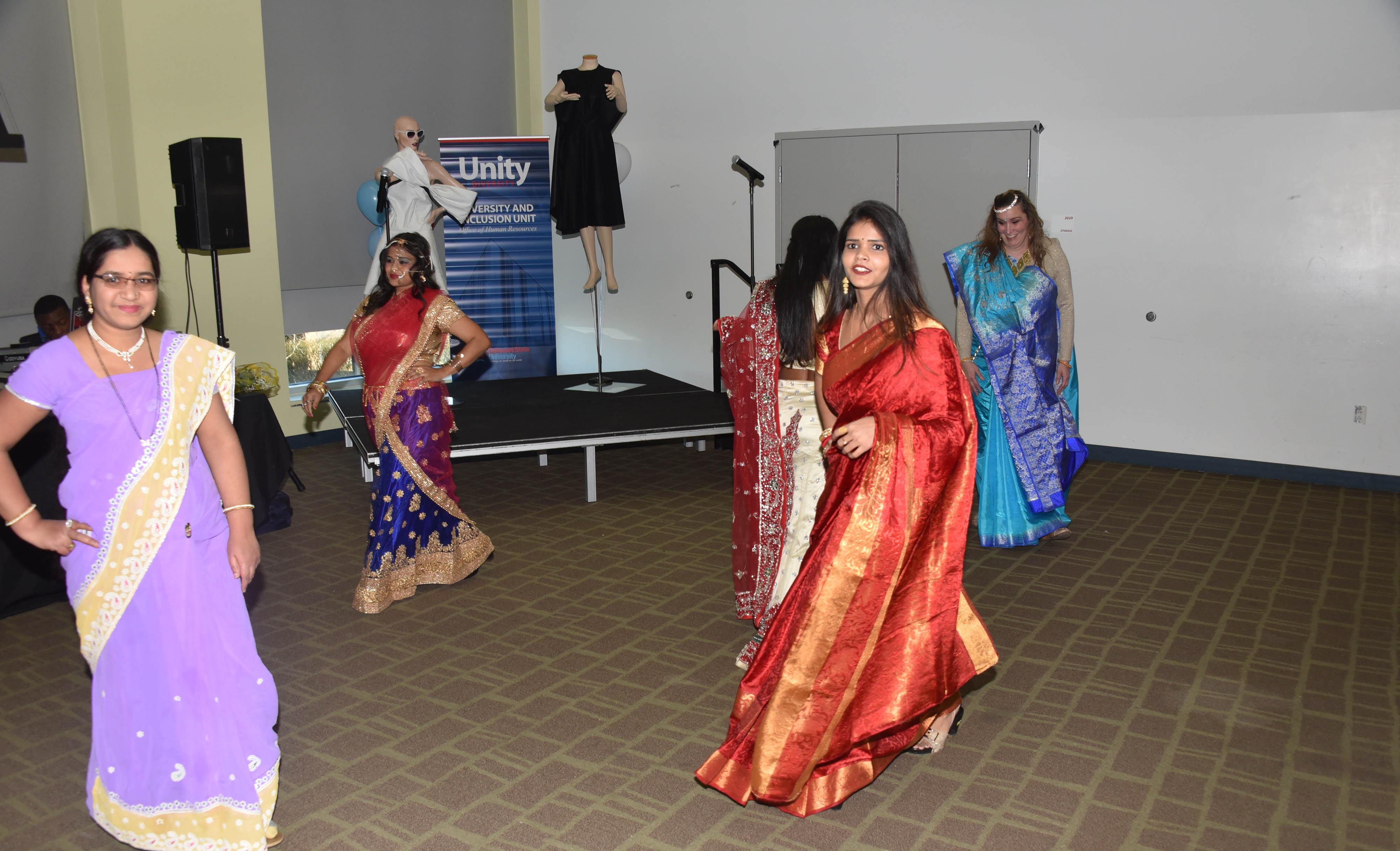 A group of East Indian women performed a dance and fashion presentation during the 2019 Unity Day events in the MLK Jr. Student Center.