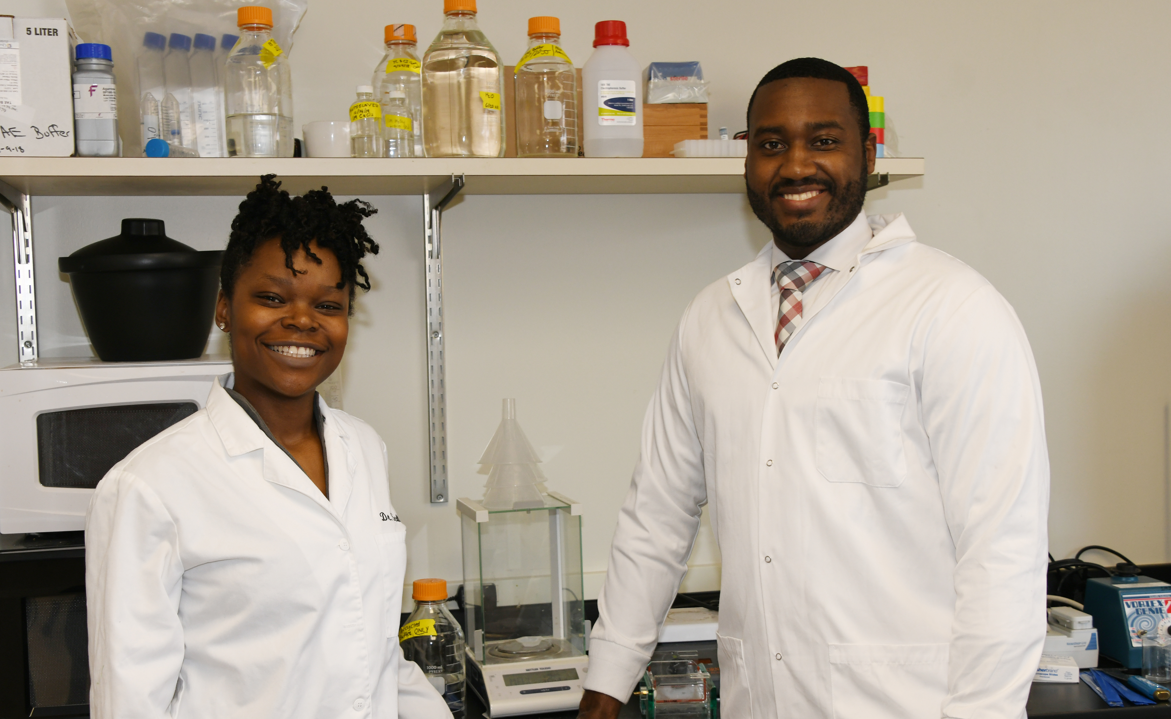 Drs. LaTia and Derrick Scott are co-principal investigators of a $750,000 grant that will fund the establishment of an institute at DSU that will prepare students for the biopharmaceutical industry.