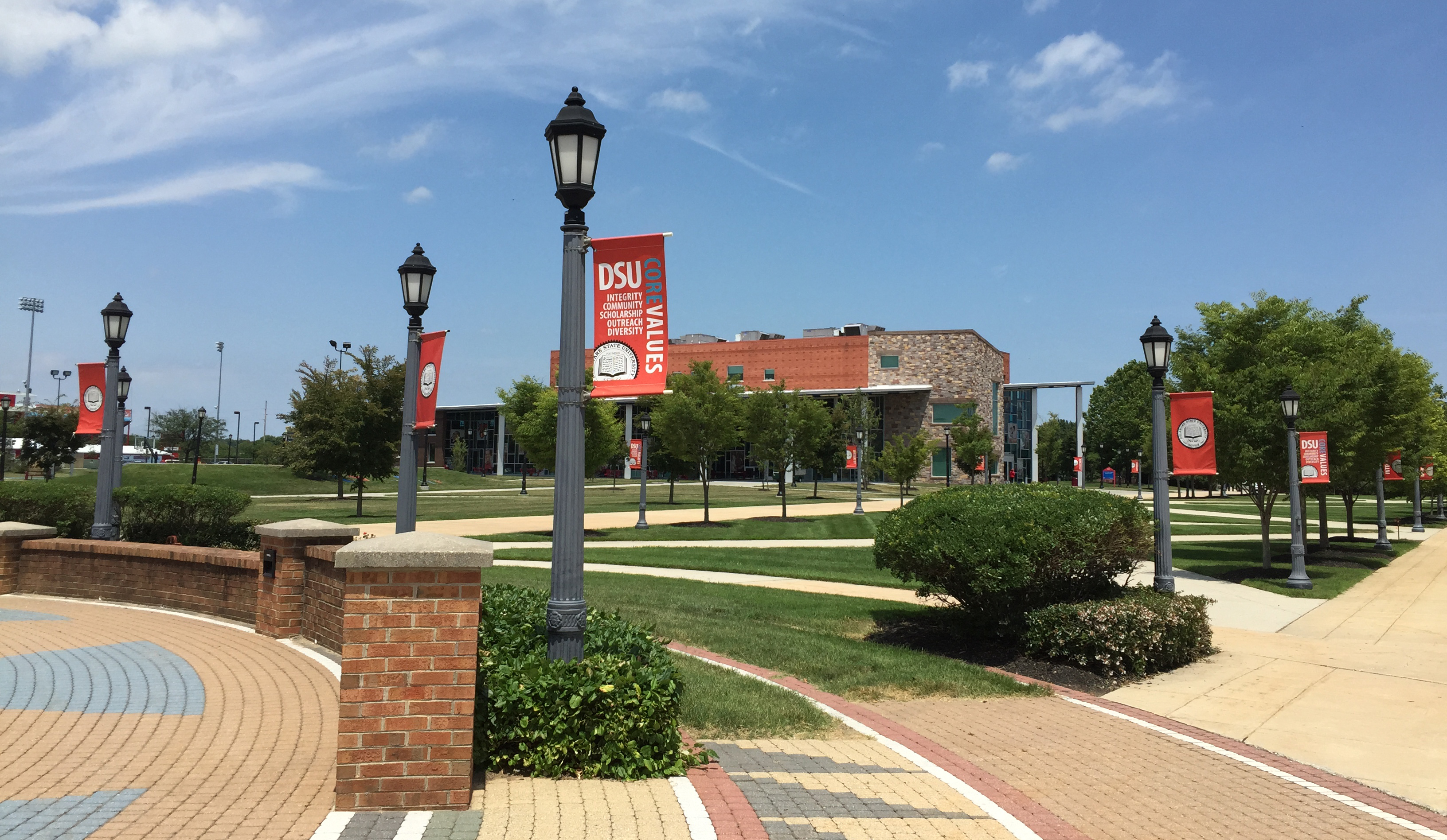 The picturesque views around the campus of Delaware State University -- like this perspective of the MLK Jr. Student Center -- have landed the University on Cosmopolitan Magazine's list of the Top 50 Beautiful Campus in the U.S.