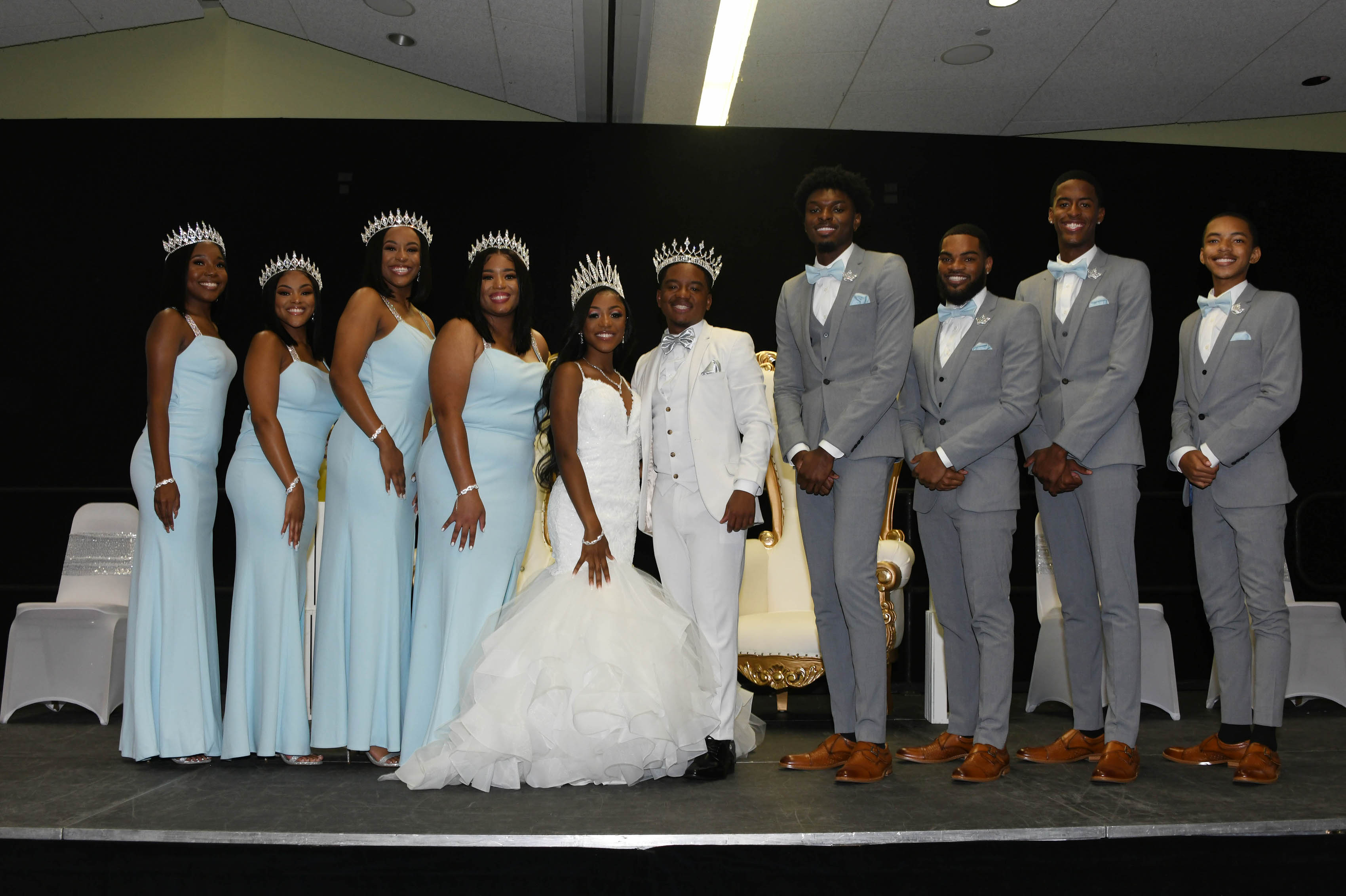 The 2020-2021 Mr. and Miss Del State Christian Chapman and Ashlee Davis (center) pose with their Royal Court in a post-Coronation photo
