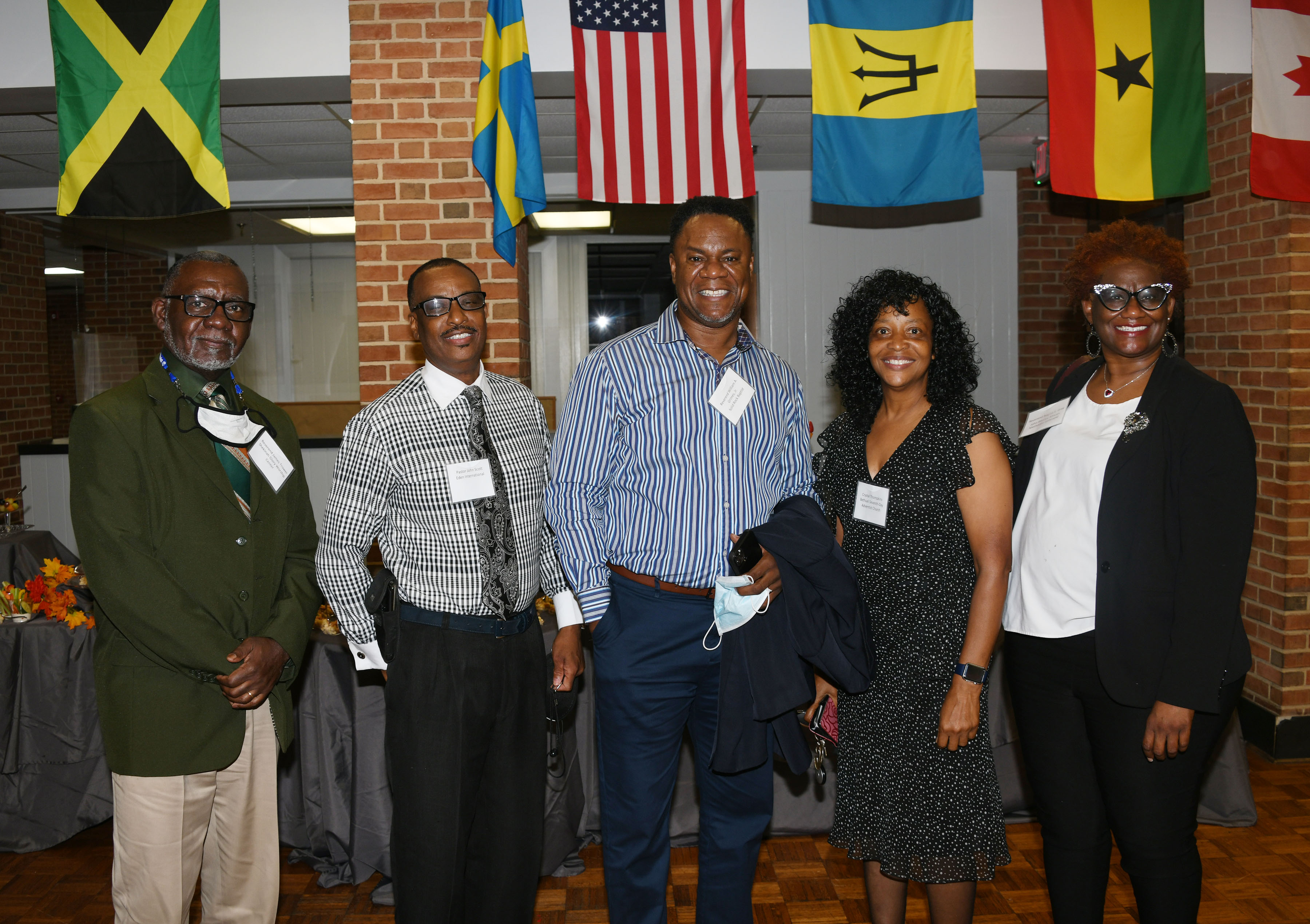 (L-r) Rev. James Trower of Shakinah Glory Worship Ctr., Pastor John Scott of Eden International, Rev. Williams Grimes Jr. of Solid Rock Baptist Church, Elder Crystal Thompkins of Bethuel SDA Church, and Rev. Regina Gray of John Wesley AME Church, were among the 17 faith-based community leaders to attend the meet-and-greet event hosted by University President Tony Allen and the Del State officials of the DSU Downtown campus.