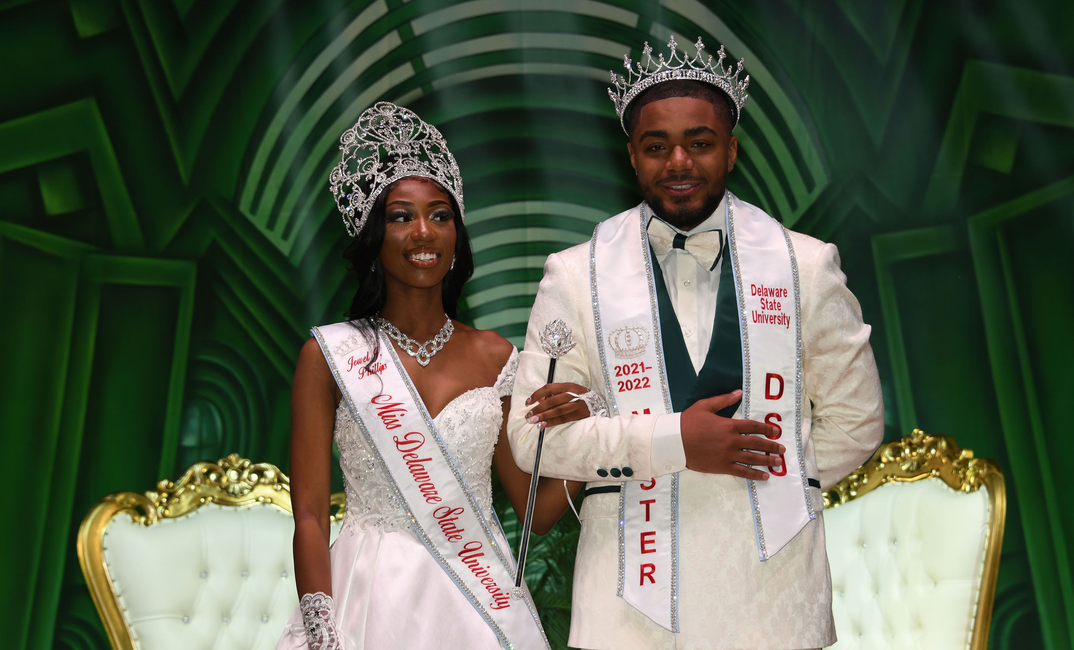 (L-r) Miss DSU Jewel Phillips and Mr. DSU Jason Smith were crowned during the Oct. 16 Coronation Ceremony in the Education and Humanities Theatre.