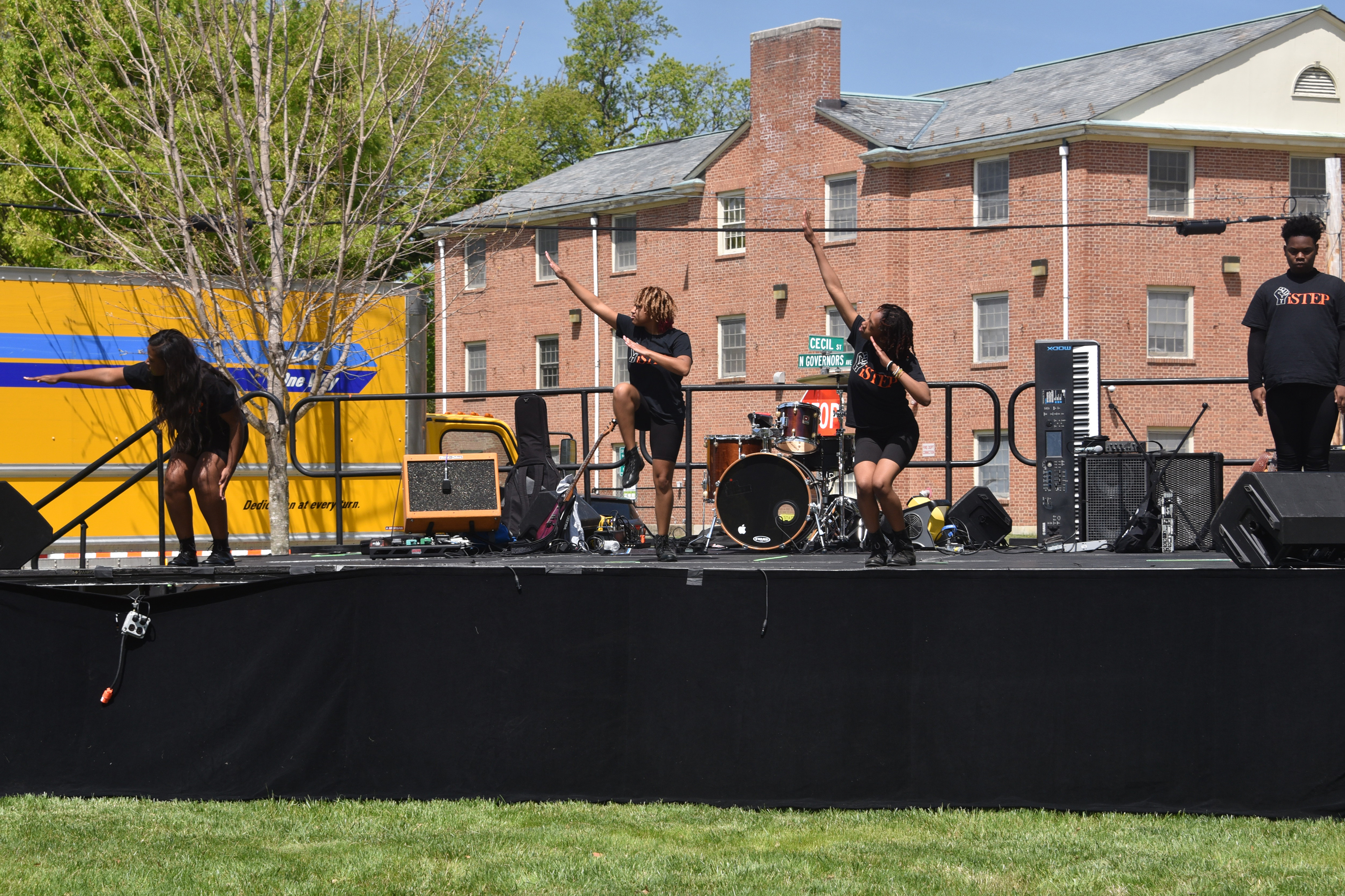 The University's I-Step student organization was one of the entertainment acts during the April 30 DSU Downtown Spring Festival Community Day. The well-attended event also featured music from the Approaching Storm Marching Band, the University Gospel Choir, and the Dover High School Band. 