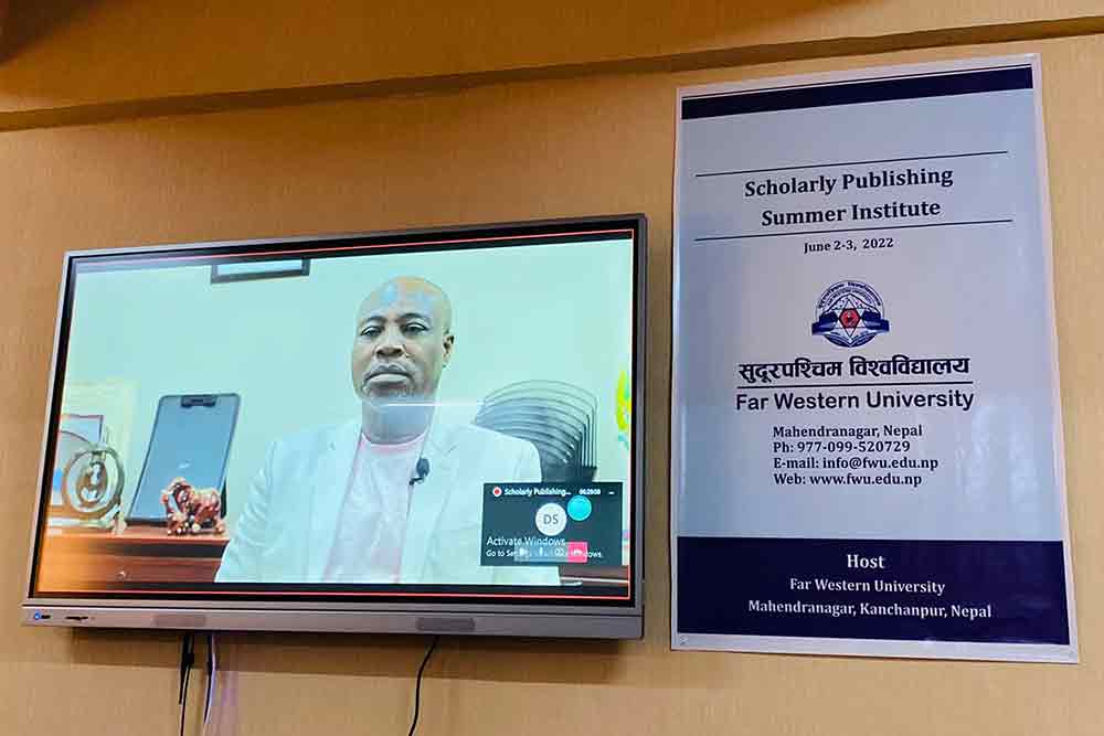 Dr. Akwasi Osei, Interim Dean of the College of Humanities, Education and Social Sciences, gave his thoughts on the role of education and research during a virtual interview as part of the Summer Institute on Scholarly Publishing Conference at Far Western University in Nepal.