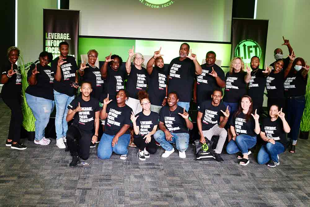 Some of the 80 participants of the L.I.F.T. Conference posed for a photo at the end of the all-day event.