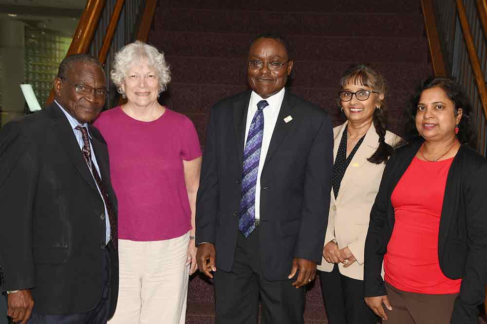 Delaware State University's Fulbright alumni -- (l-r) Dr. Ladji Sacko, Dr. Kevina Vulinec, Dr. Constant Beugre, Dr. Nandita Das, and Dr. Kalpalatha Melmaiee. These current University faculty member have been select to serve as Fulbright Scholars, Ambassadors, and Specialists.