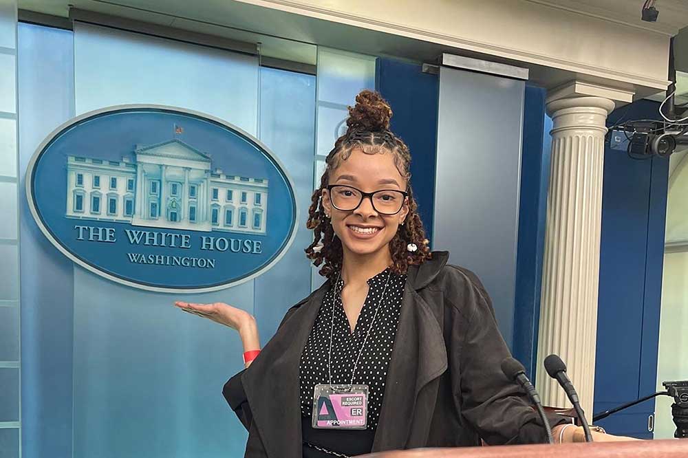 Senior Mass Communications major Nyla Branam took part in a White House brief with Vice President Kamala Harris.