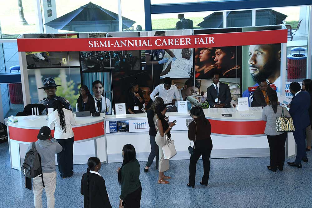 Delaware State University students were exposed to many possible job opportunities on Sept. 19 during Fall 2023 Career Path Expo in the Martin Luther King Jr. Student Center.