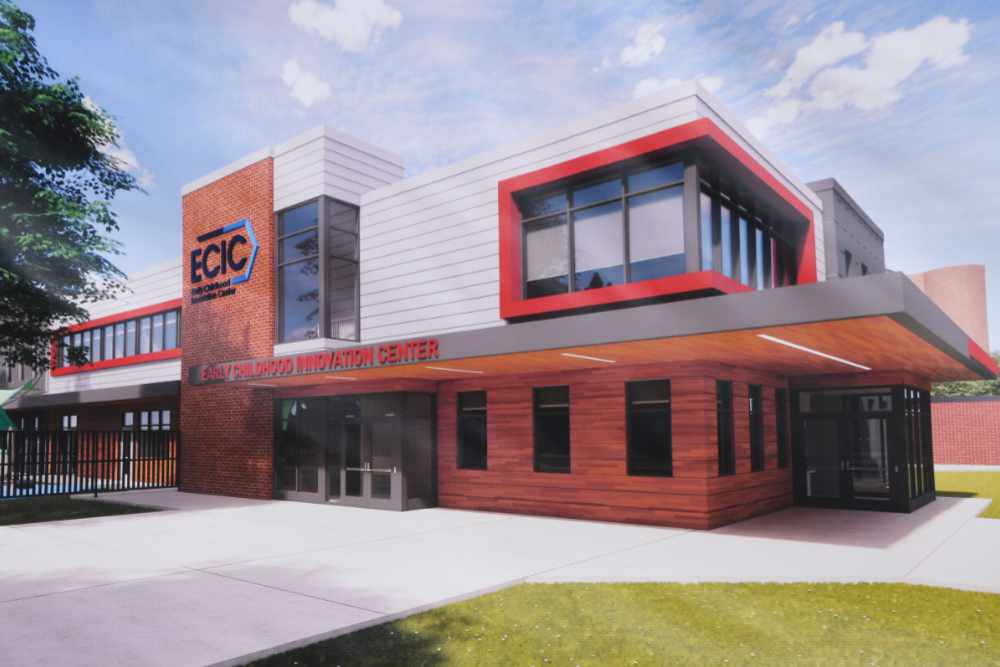The University's Early Childhood Innovation Center is one of the featured case studies an article by the online publication New America. The picture -- which was used in the New America article -- is a rendition of the building that will be built to house the ECIC on campus.